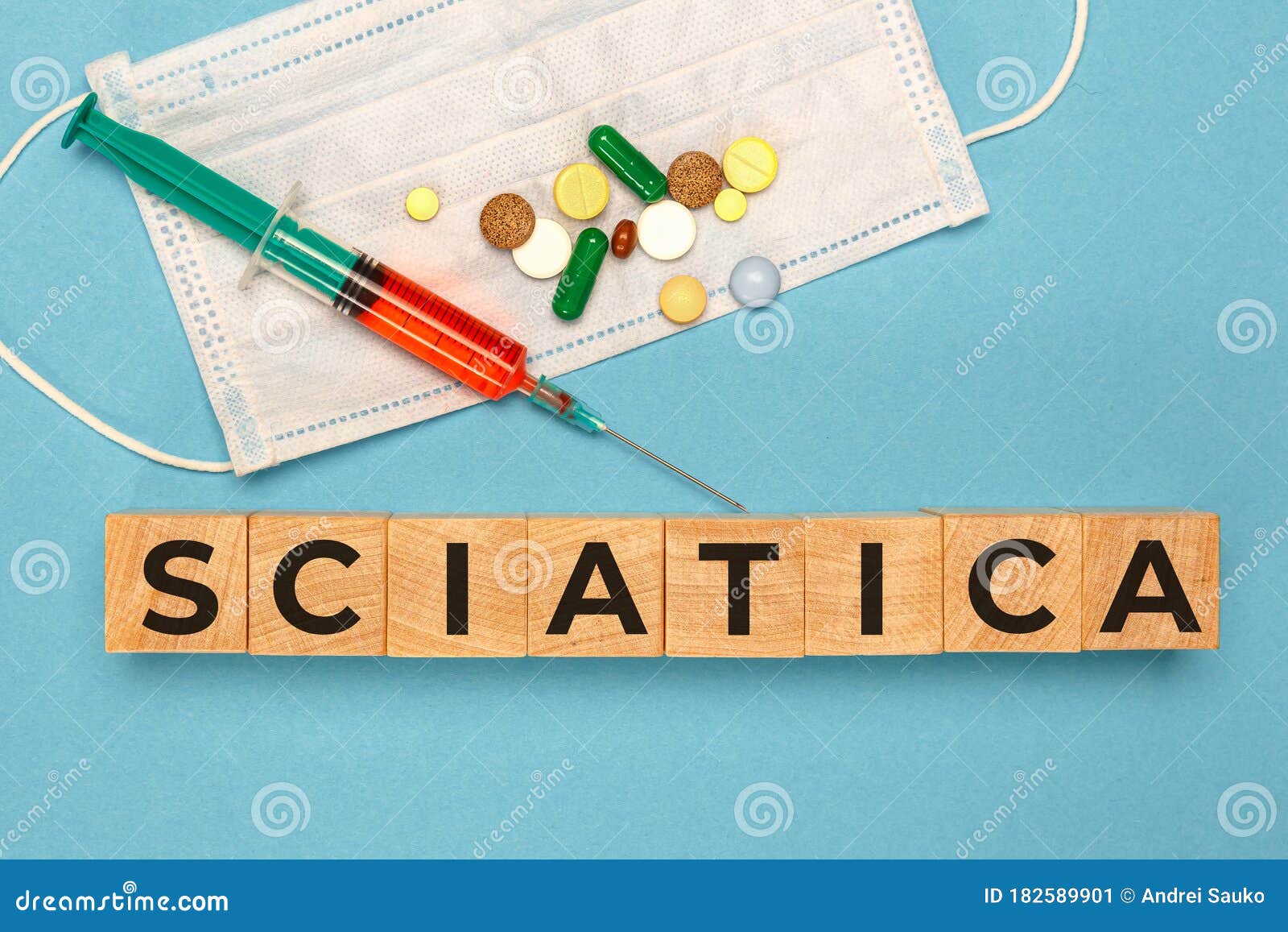 wooden cube with text sciatica