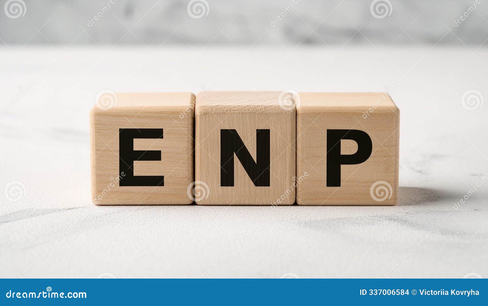 wooden cubes with abbreviation enp on cement table. extended network prefix. elected national party