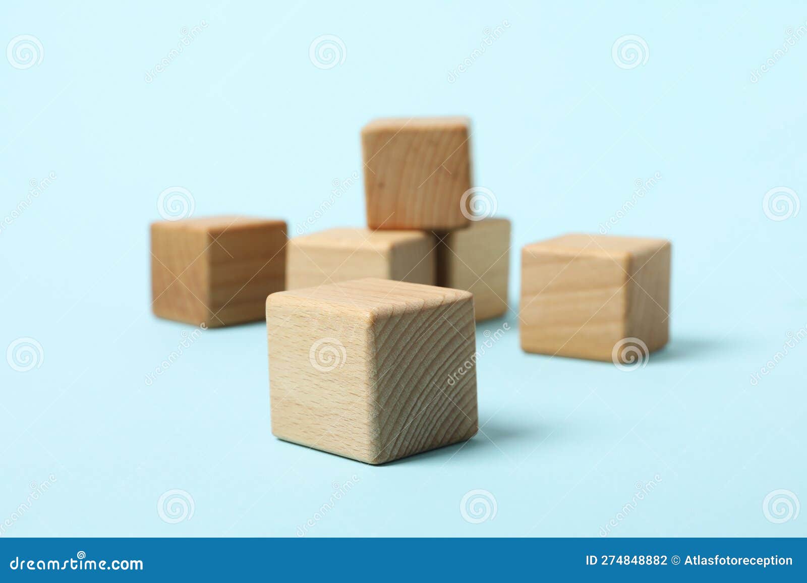 Wooden Cubes, Blank Wooden Cubes for Different Concepts Stock Photo