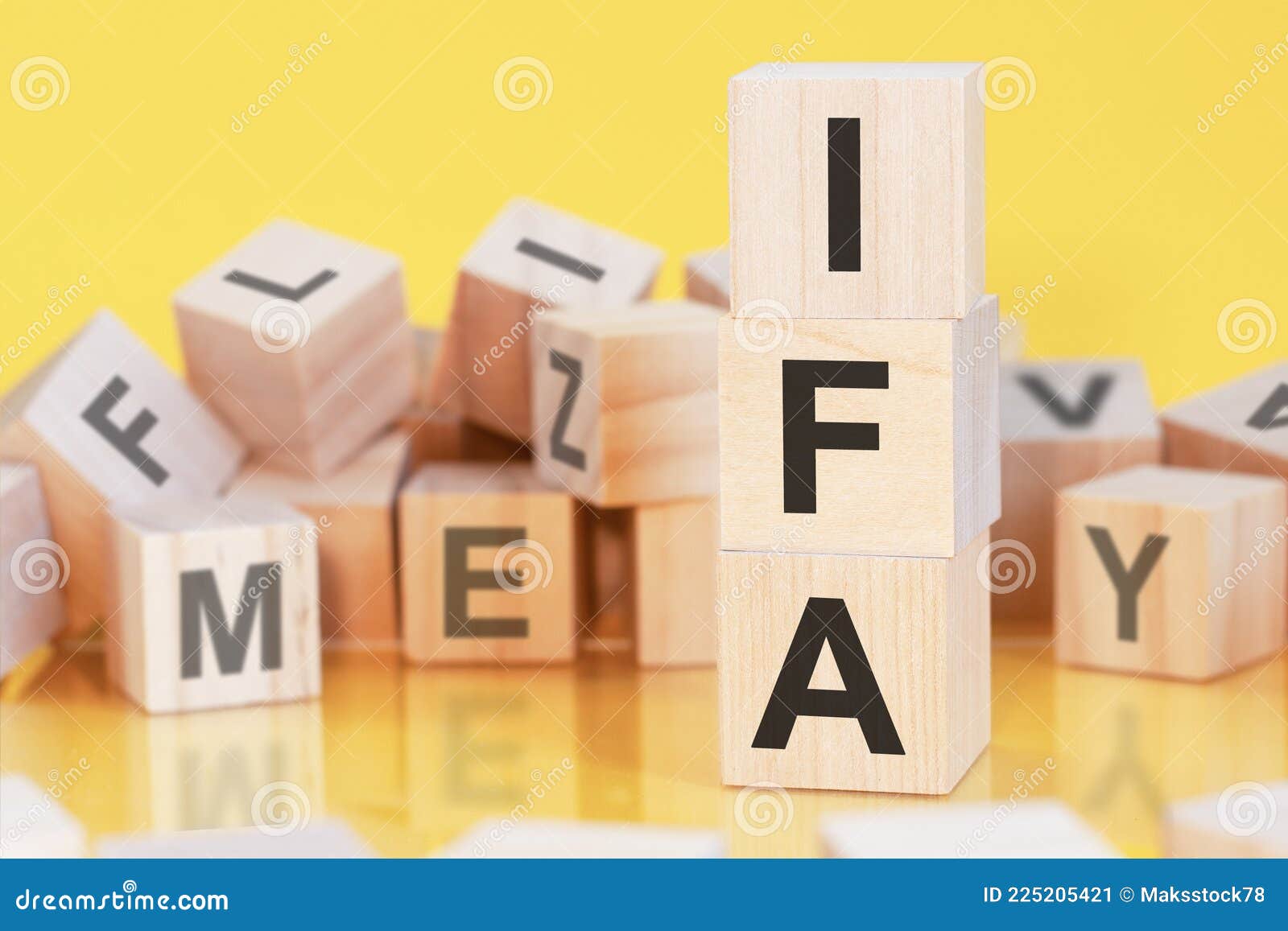 acronym ifa from wooden blocks with letters, concept