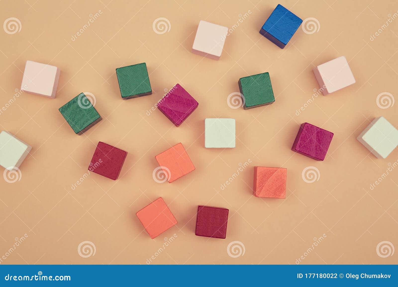 Download Wooden Cubes Mockup For Creative Design, Copy Space. Blank Colourful Blocks Scattered On Beige ...