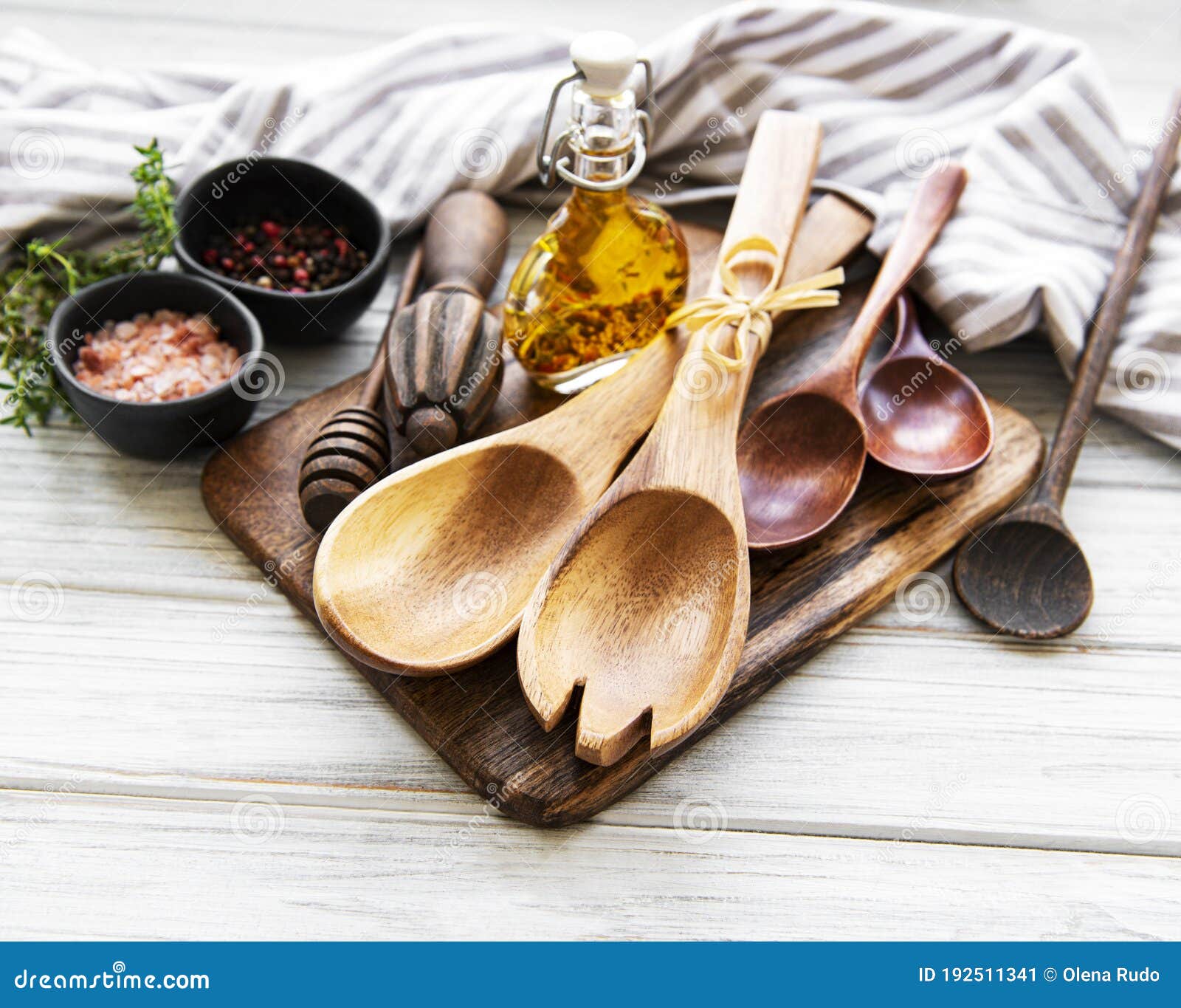 Wooden Cutlery Kitchen Ware Stock Image Image of table, assorted