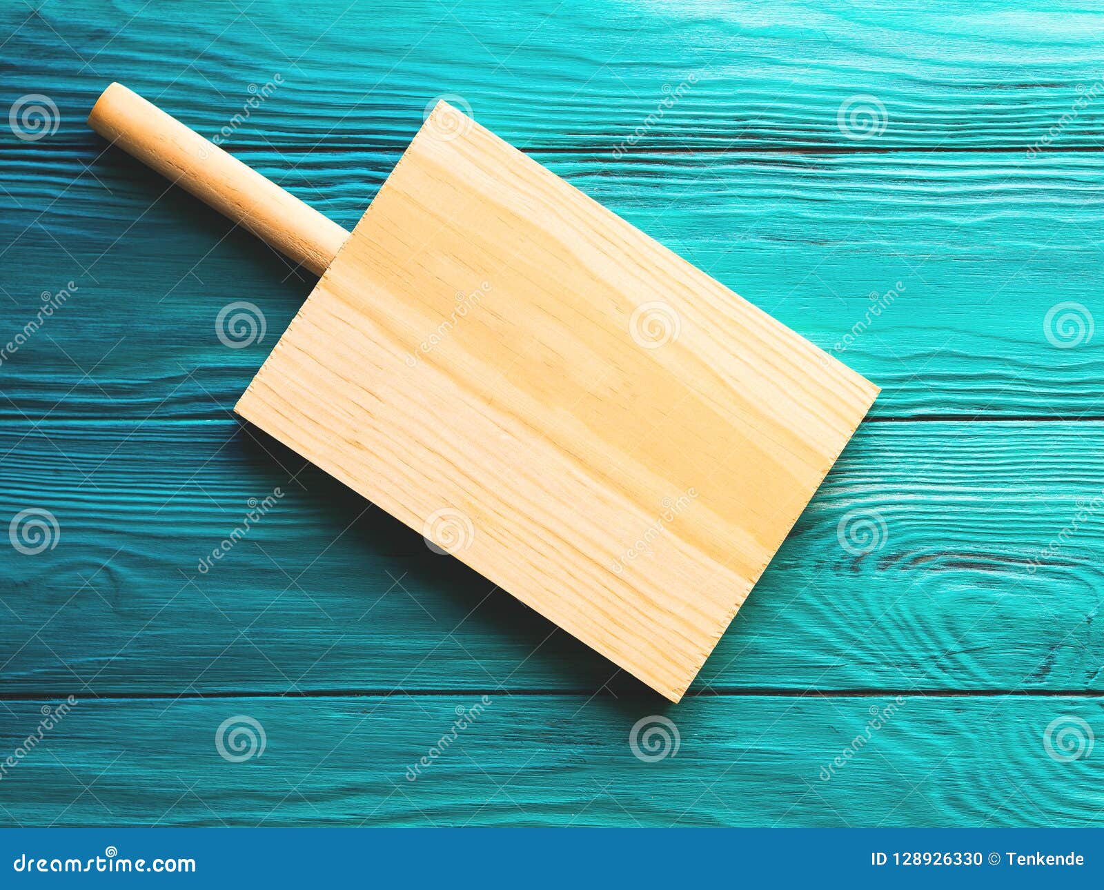 Wooden Cutting Board on Green Background Stock Photo Image of empty