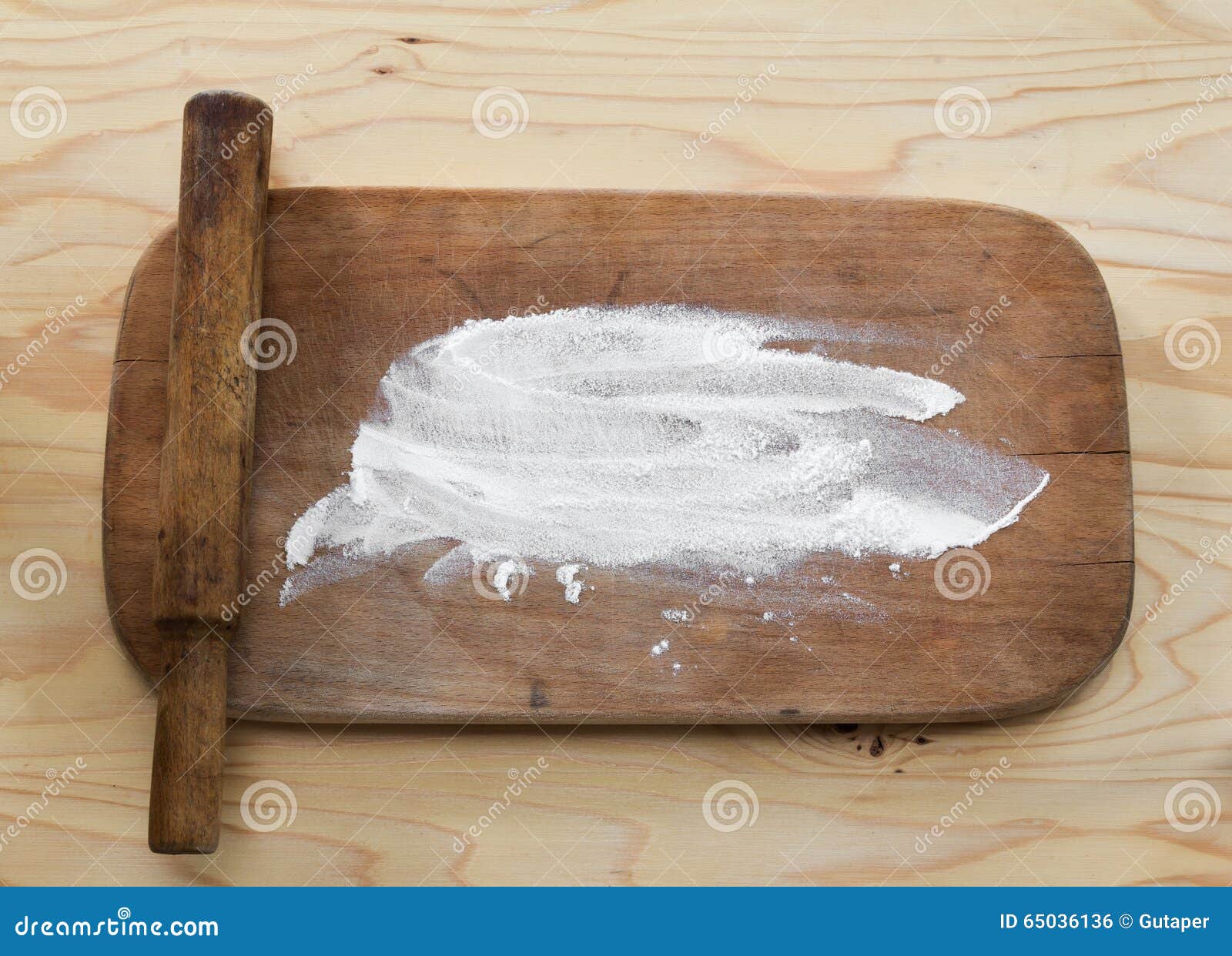Wooden Cutting Board and Rolling Pin with Flour Stock Photo Image of
