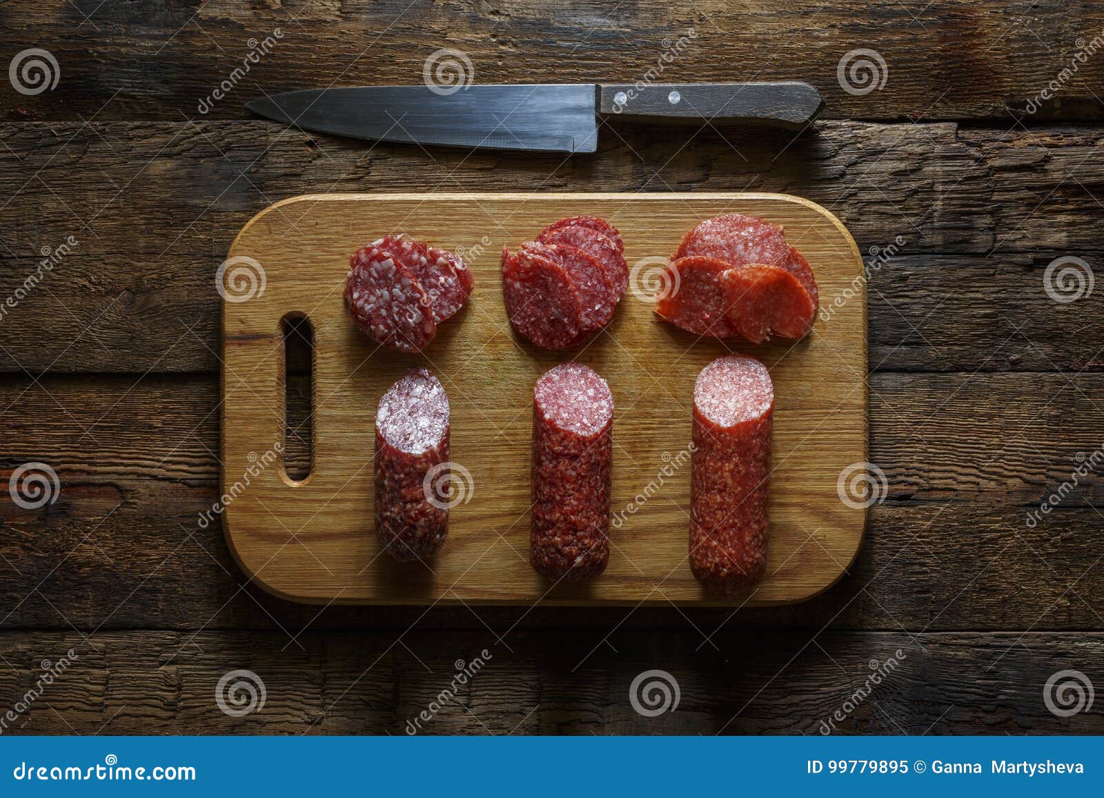 Wooden Cutting Board With Salami Stock Image Image Of Culinary Plate