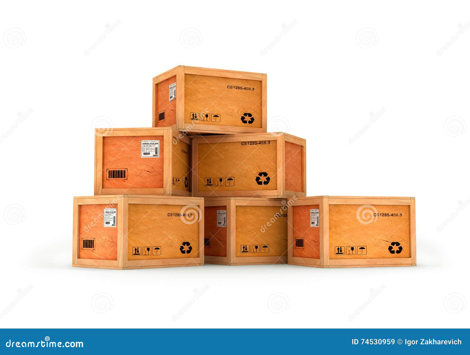 Wooden delivery boxes , stock illustration. Illustration of fragile