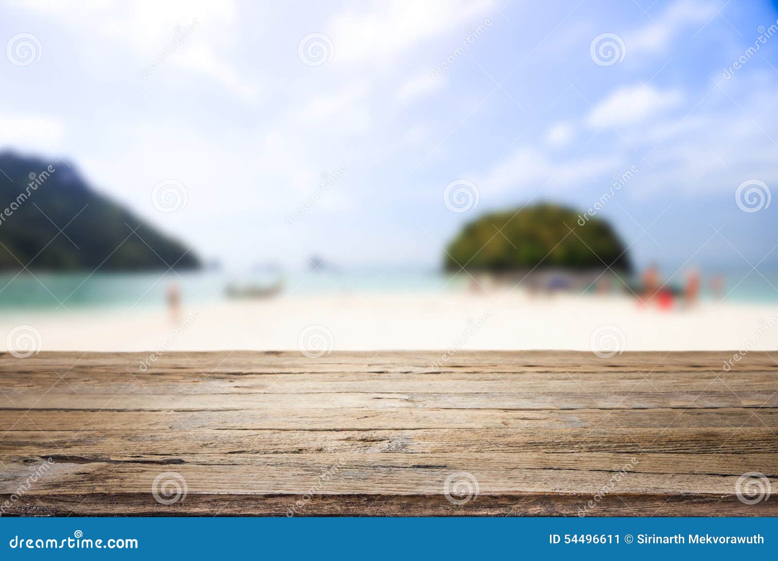 Wooden desk on beach stock image. Image of empty, holiday 54496611