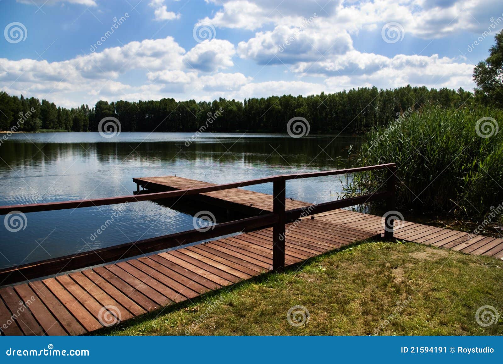 wooden dock, pier on a lake