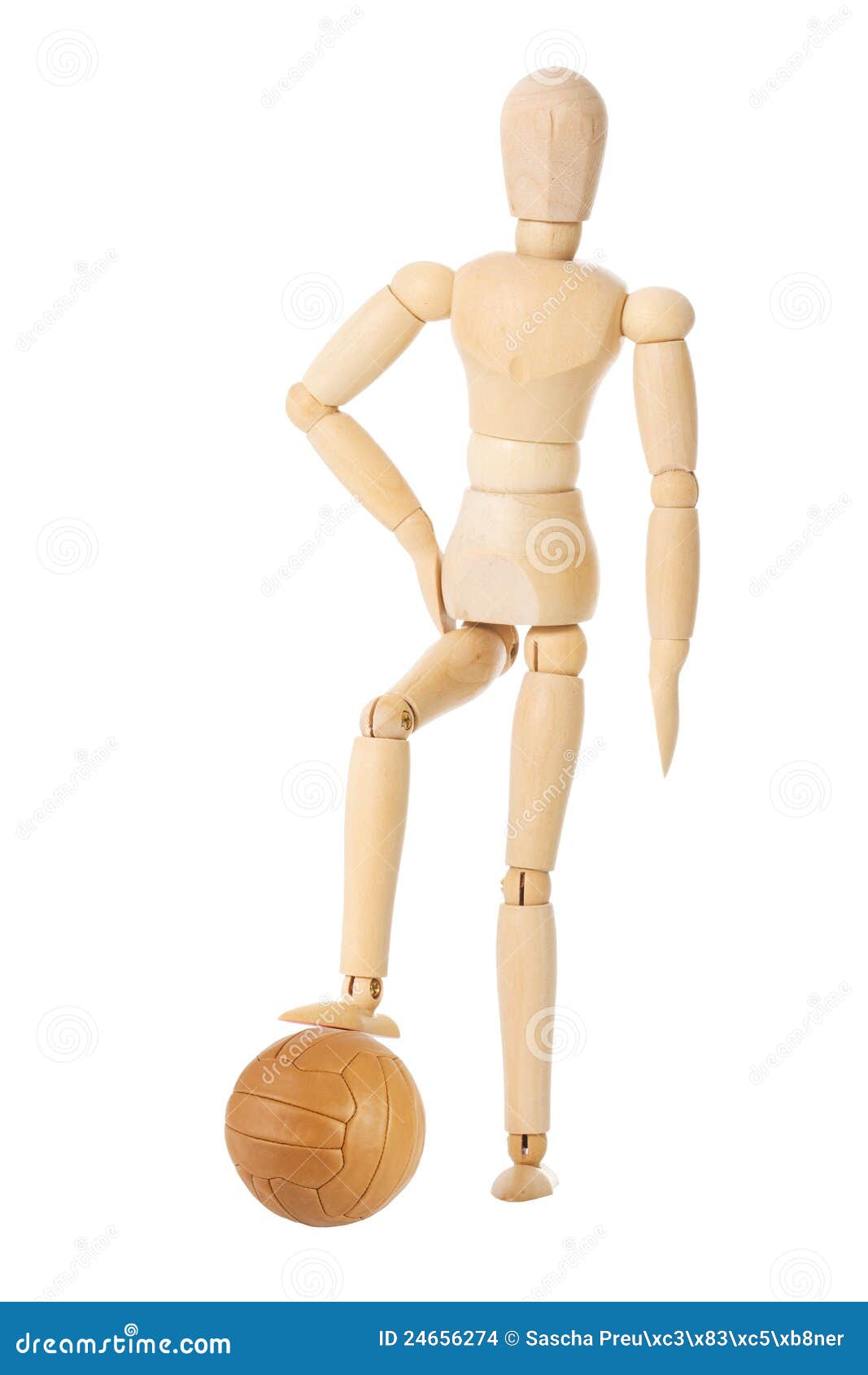 Wooden Doll With Soccer Ball Stock Images - Image: 24656274