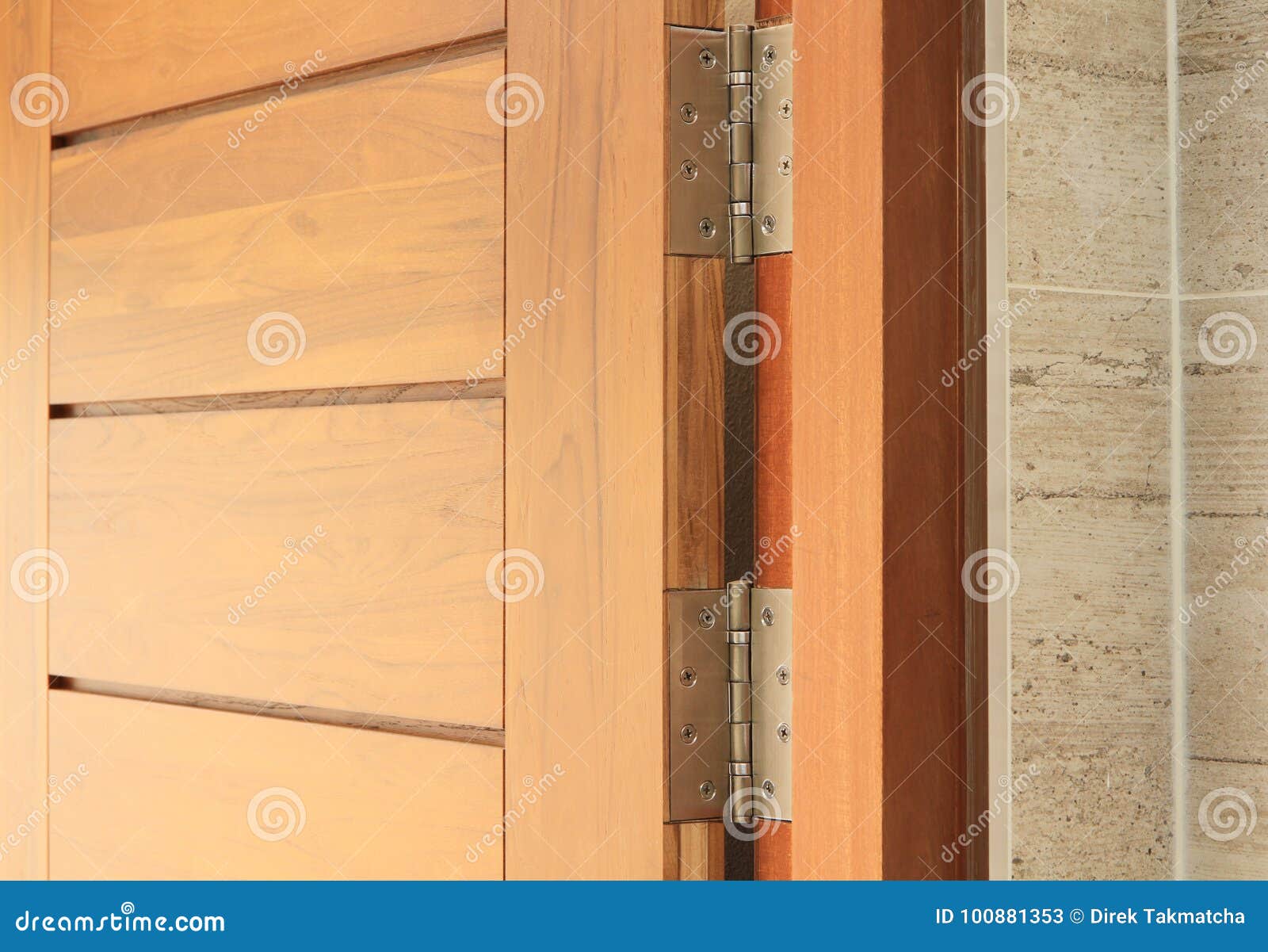 wooden door with hinge