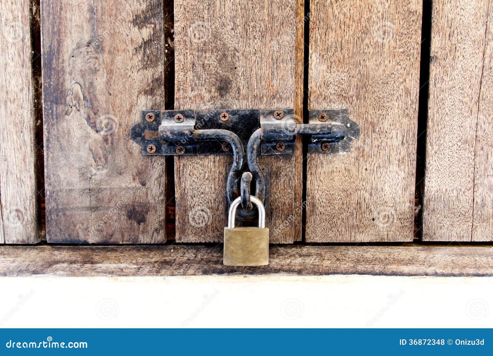 Wooden Doors Locked with Padlock Stock Photo Image of oxidize, guard