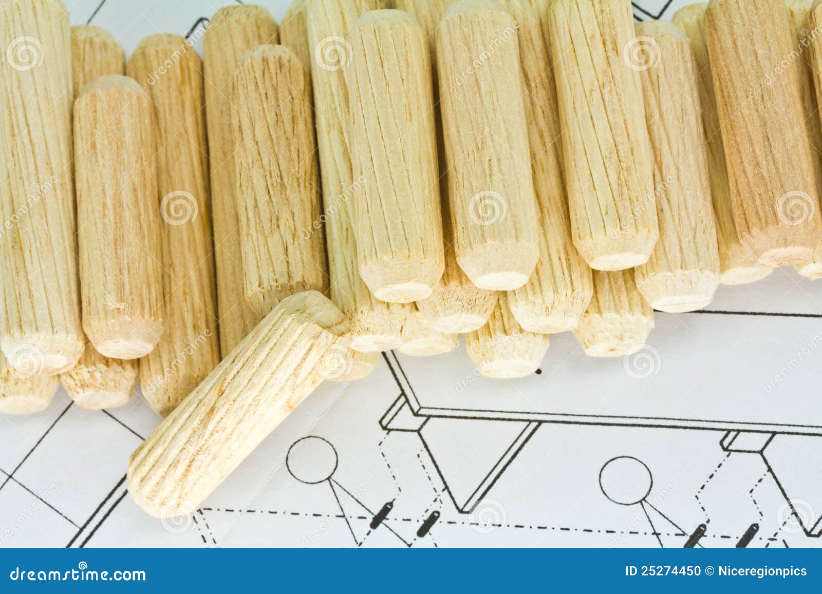 Wooden dowels. stock photo. Image of furniture, brown 25274450