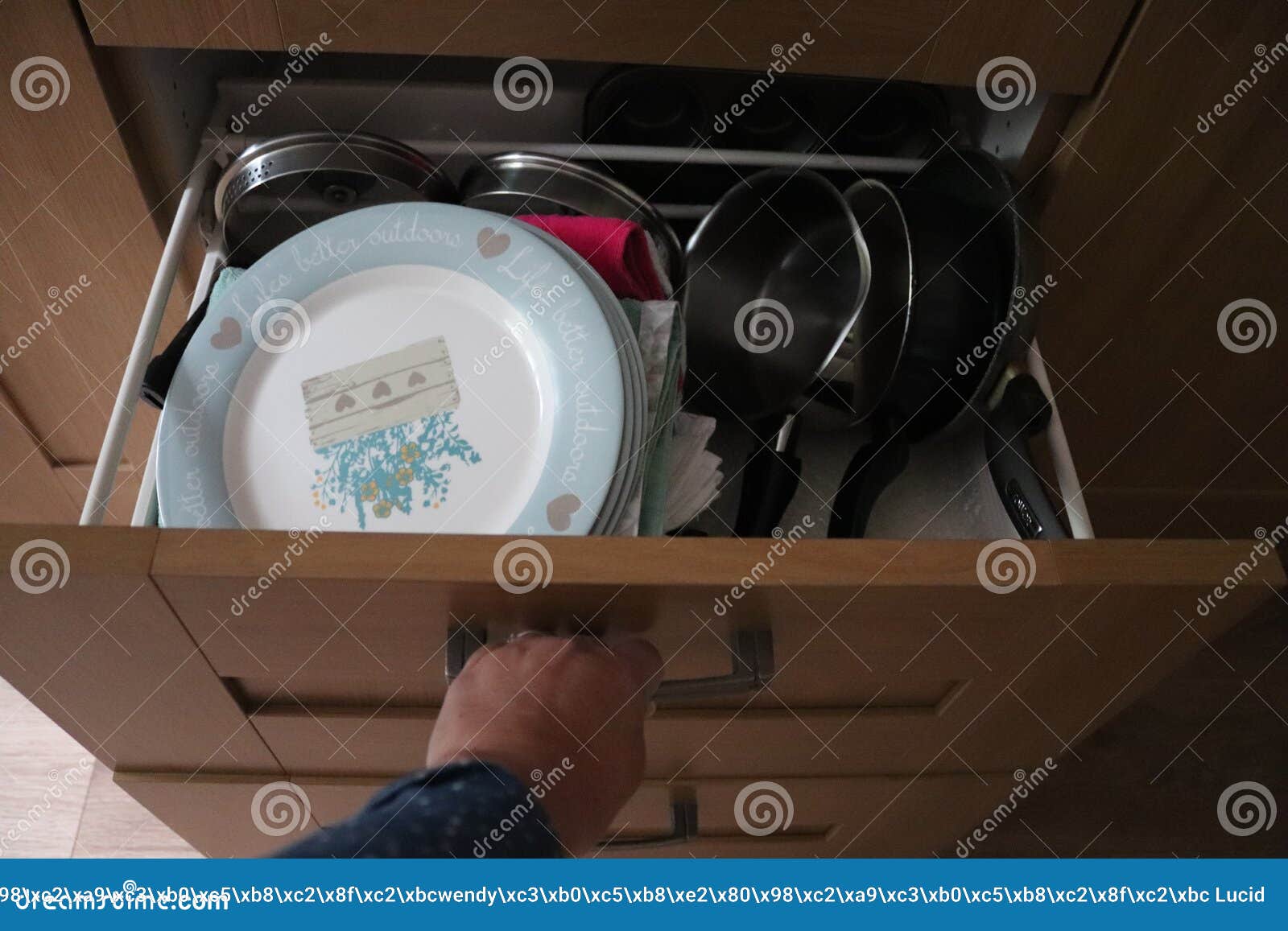 Kitchen Drawer Pots And Pans Stock Image Image Of Fully Wooden