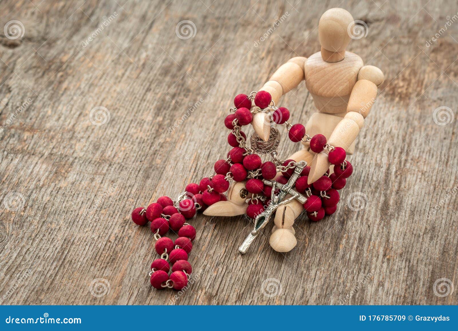 Wooden Dummy Holding Rosary Stock Image Image of believe, jesus