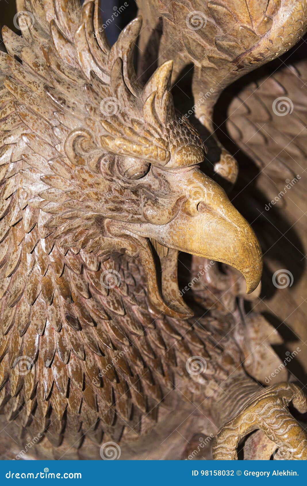 Wooden Eagle Close Up As Sculpture. Stock Photo Image of hunting