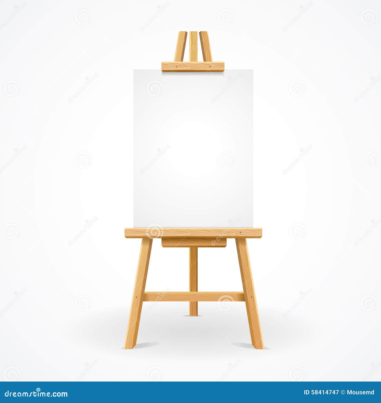 wooden paint board with white empty paper frame. art easel stand with  canvas vector illustration. white blank board on wooden tripod. wooden paint  board with white empty paper frame. art easel stand