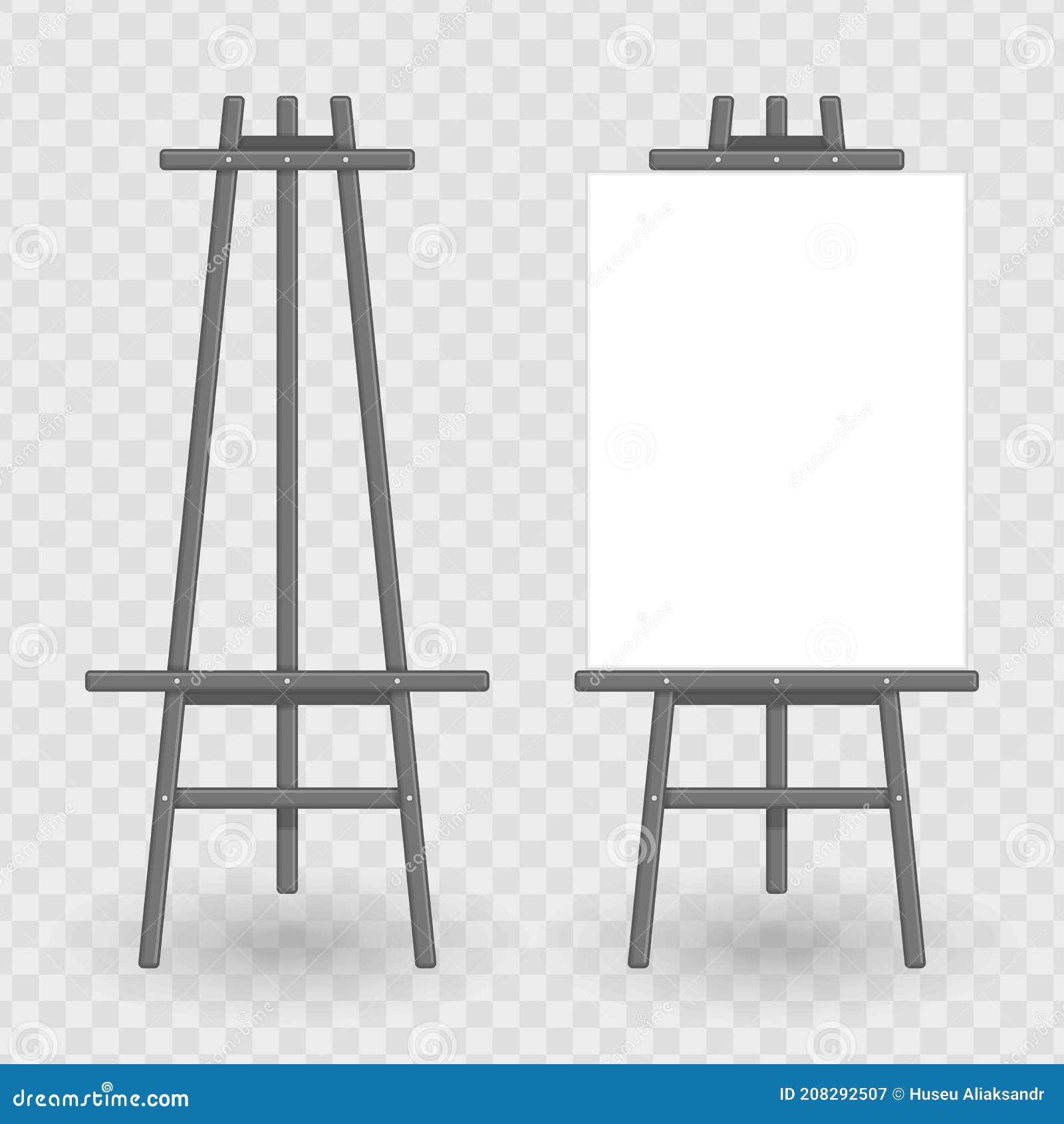 wooden easel for painting and drawing with a blank sheet of paper template  for design vector illustration, Stock vector