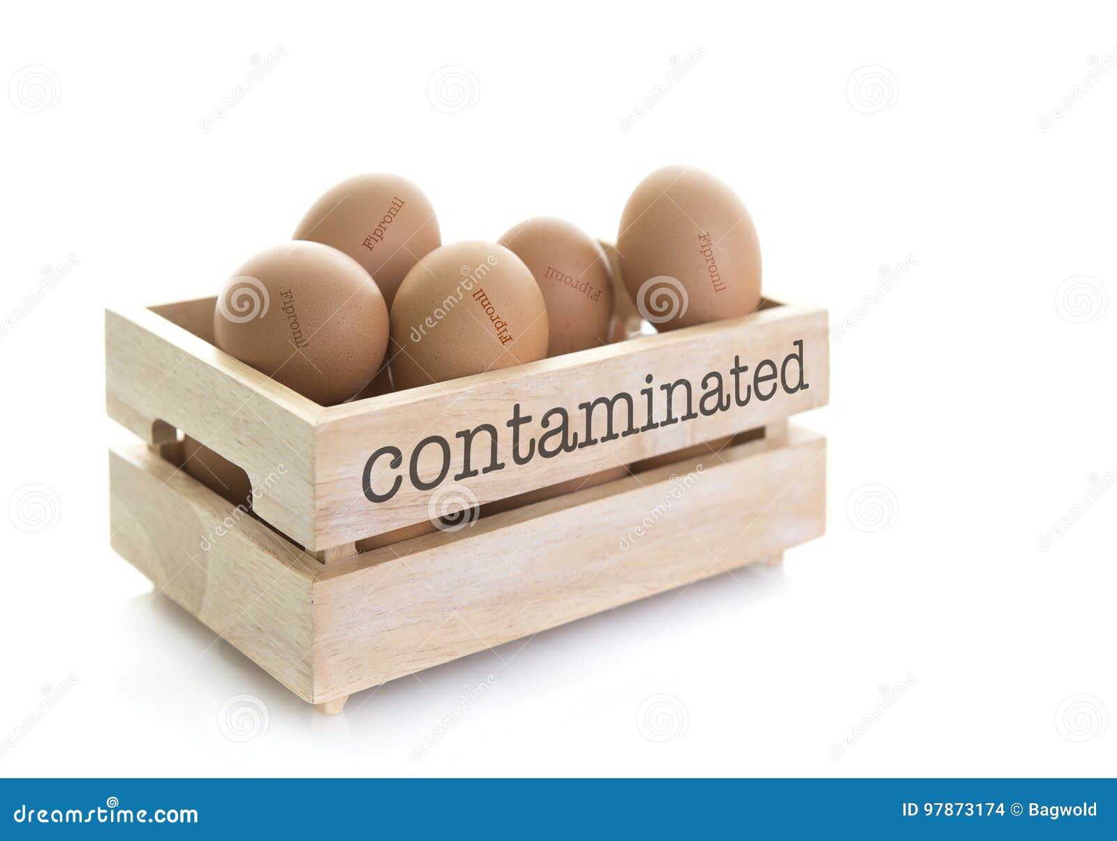 wooden egg box full of fipronil contaminated eggs