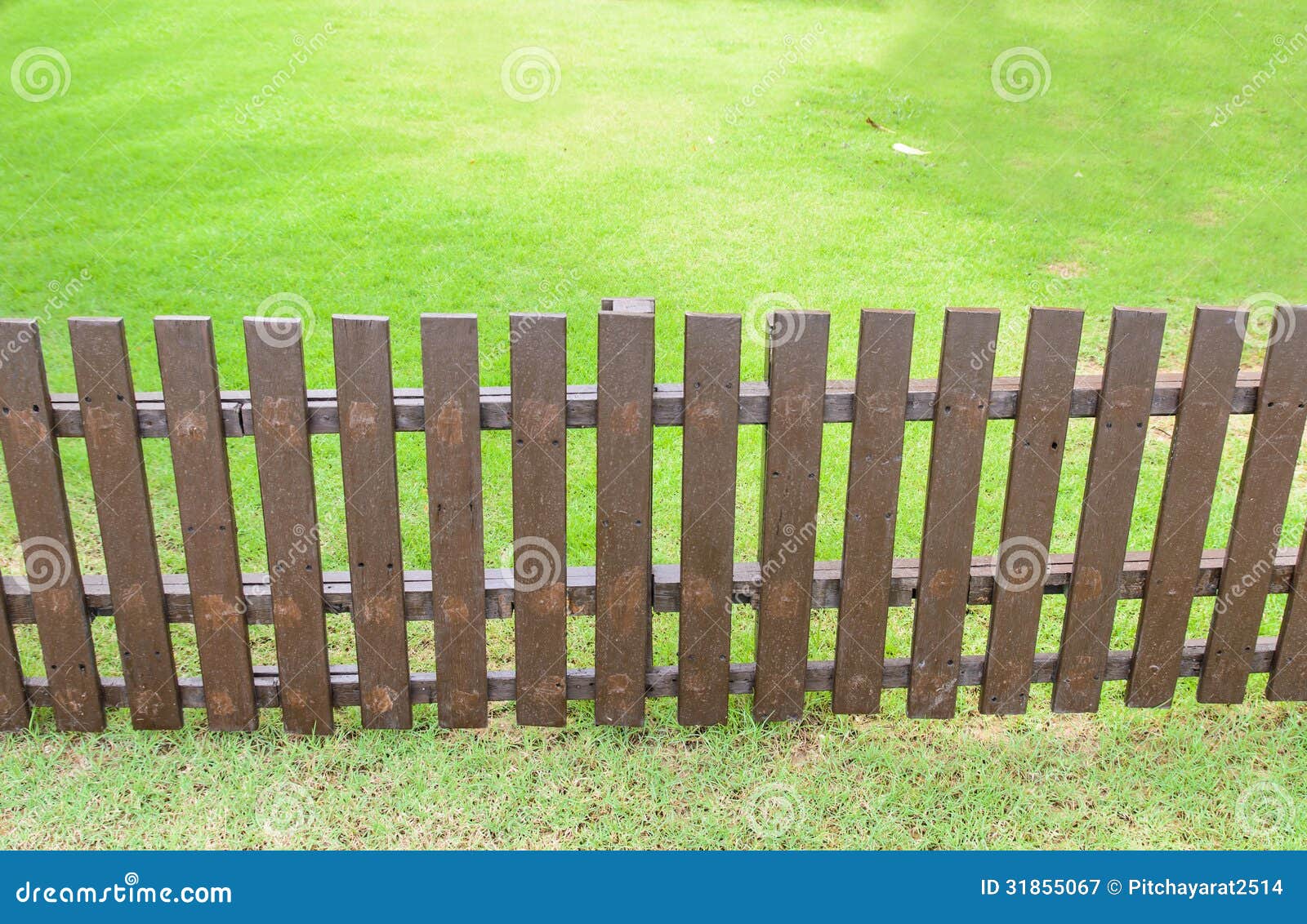 Wooden fence on grass. stock image. Image of rough, grass 31855067