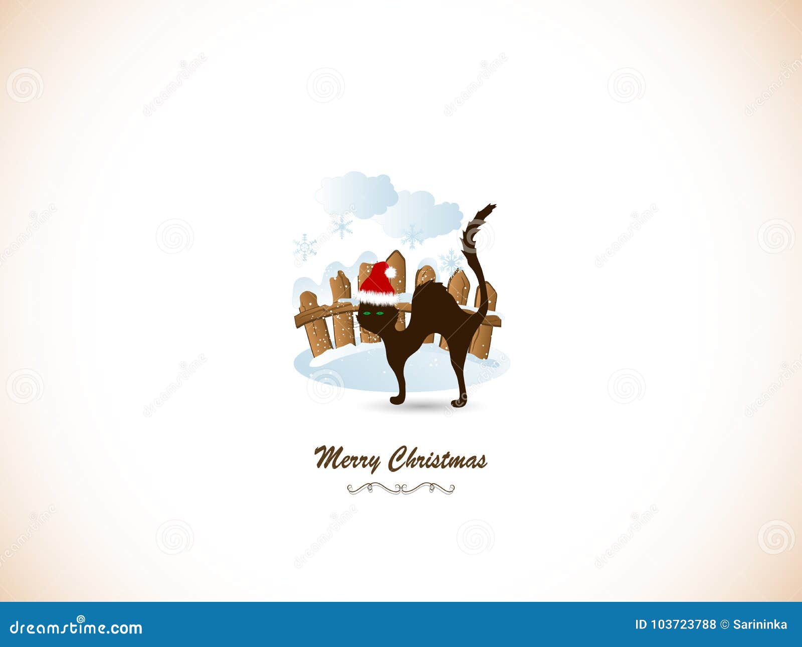 Download Christmas card with cat stock vector Illustration of santa