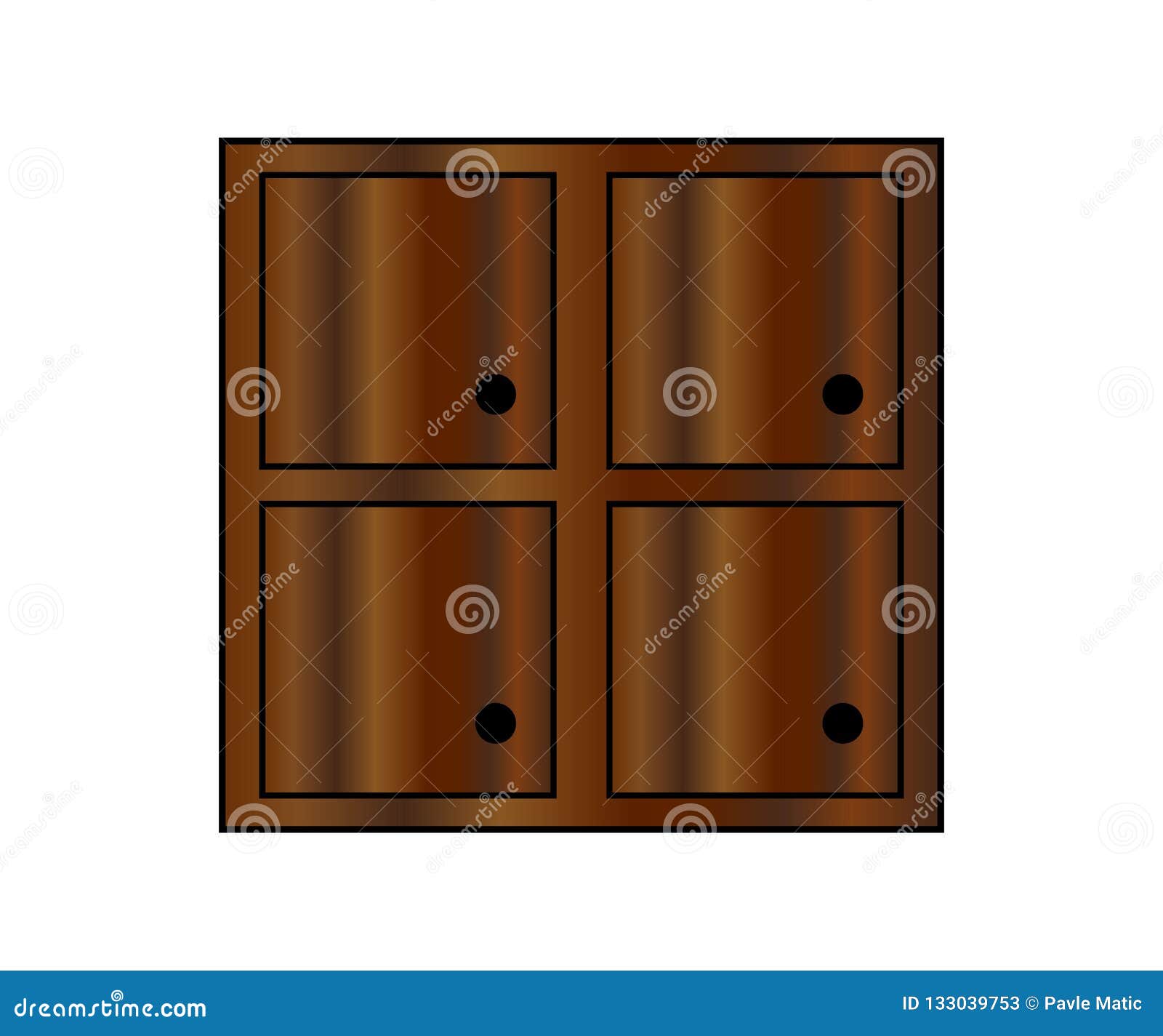 Wooden File Cabinet Isolated On White Background Stock Vector