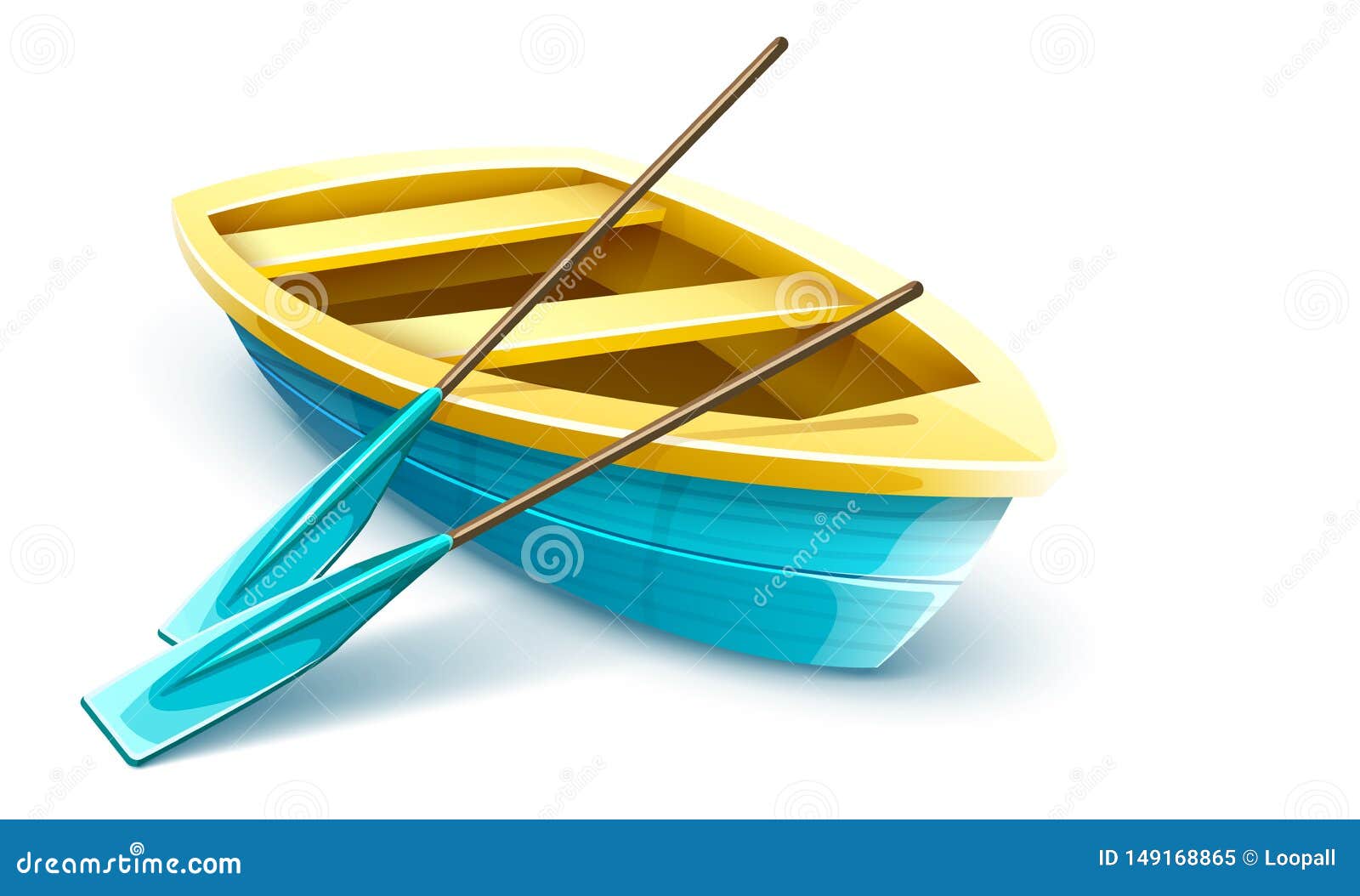 Download Wooden Fisherman Boat With Paddles Fishing Trip. Vector Illustration. Stock Vector ...