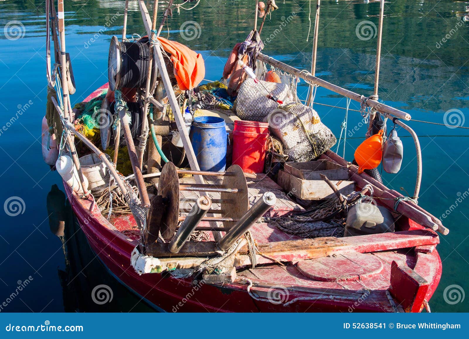 Wooden Fishing Boat stock image. Image of village, floats - 52638541