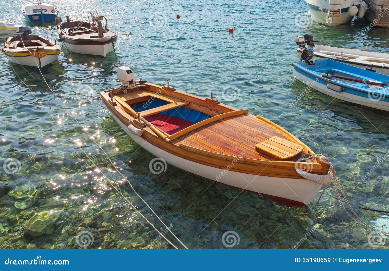 Wooden Fishing Boats Float In Adriatic Sea Stock Image 