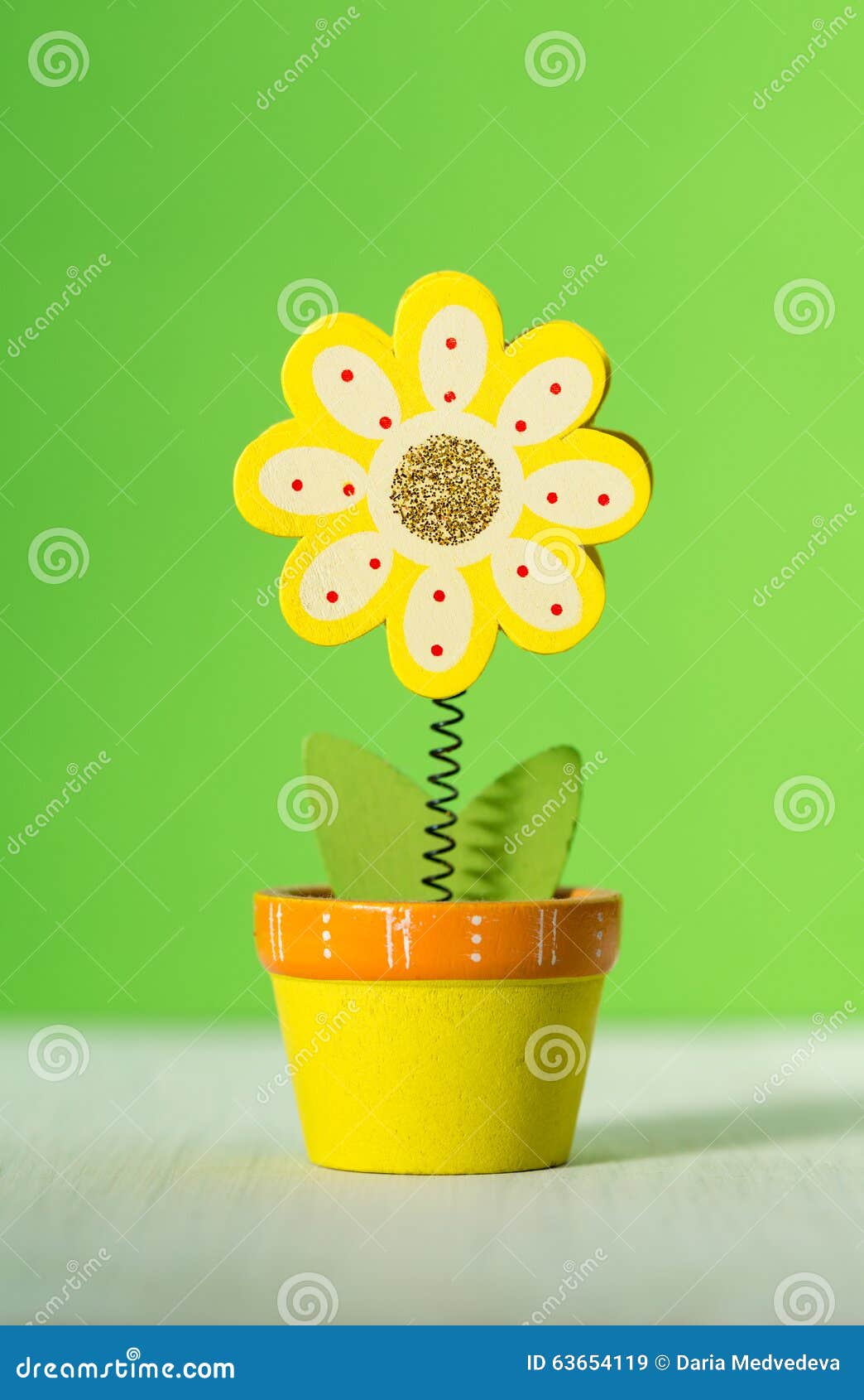 Wooden Flower Notes Holder on a Green Background Stock Image Image of