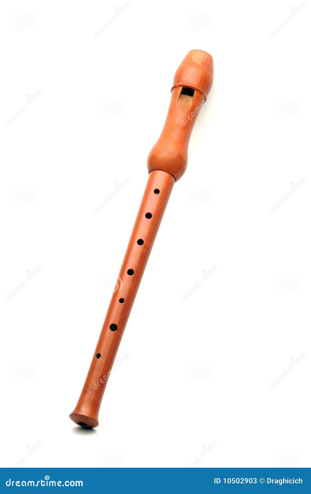 Wooden flute isolated on a white background.