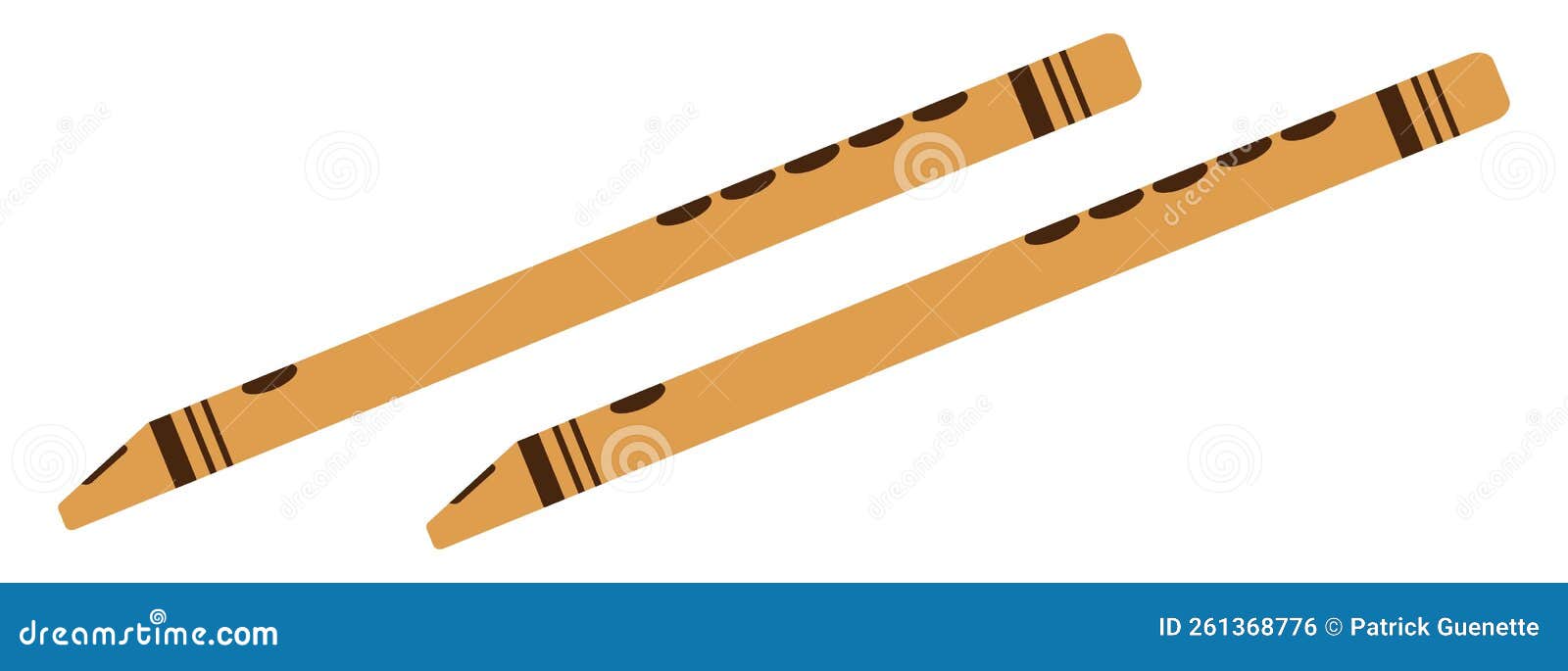 Wooden Flute Icon In Cartoon Style On White Background. Musical