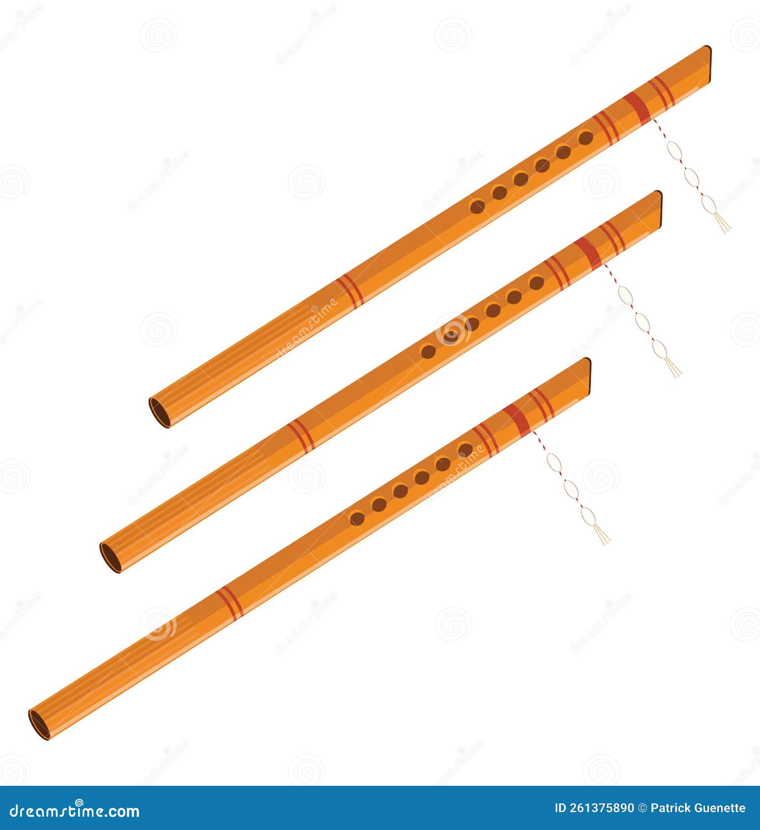 Wooden Flute Icon In Cartoon Style On White Background. Musical