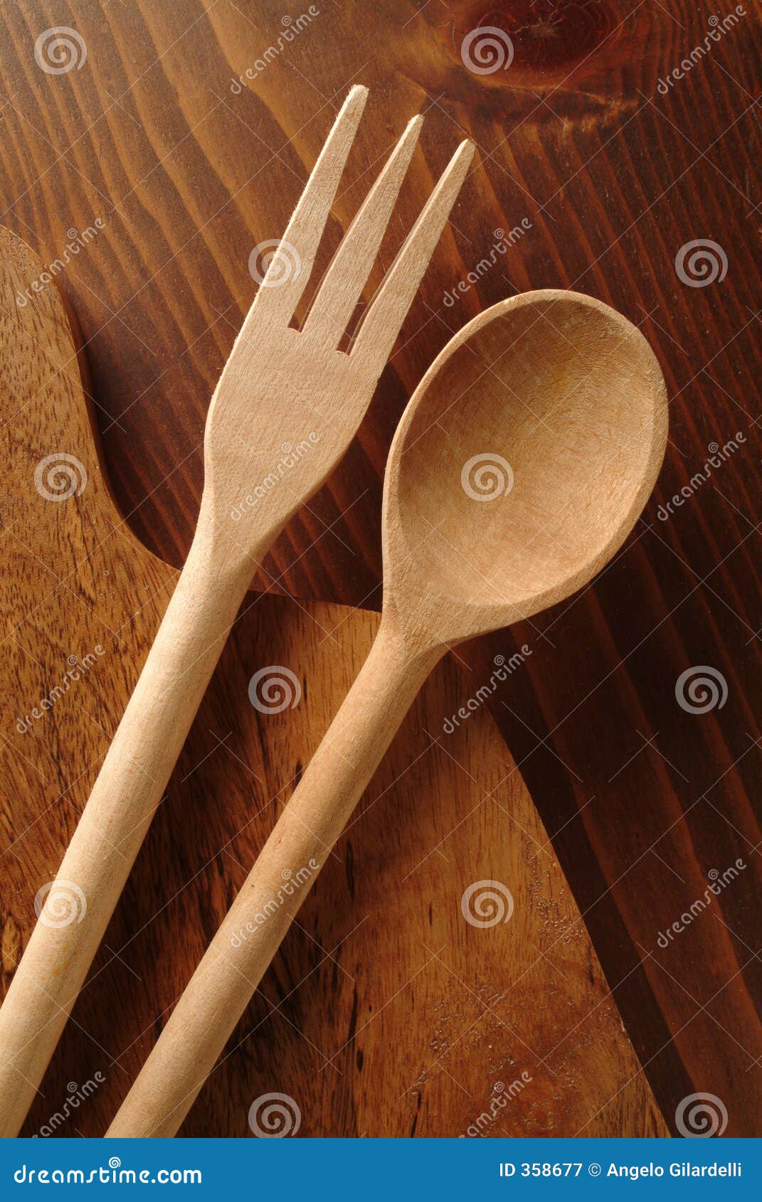 Wooden fork and spoon stock image. Image of cook, wood 358677