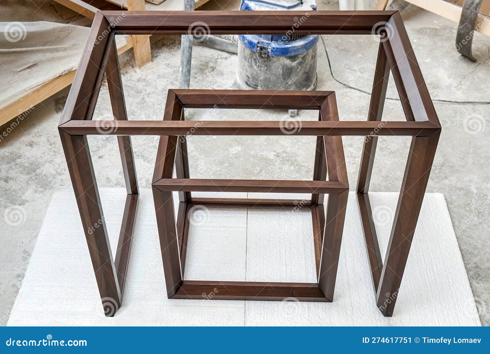 Wooden Frame of Bedside Table and Dressing Table Made of Solid Walnut