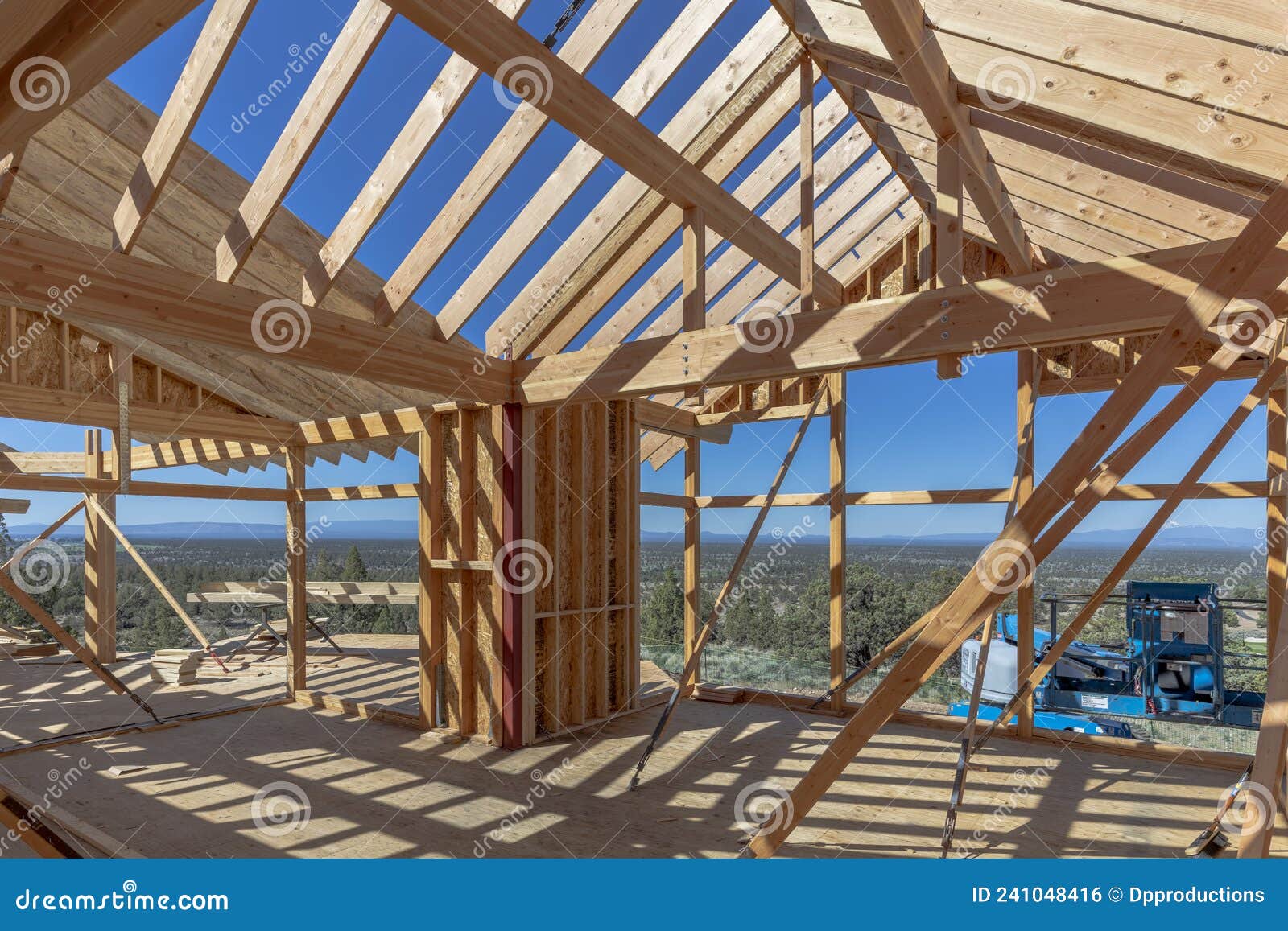 Wooden Frame House Built with Lumber with a View Stock Photo Image of