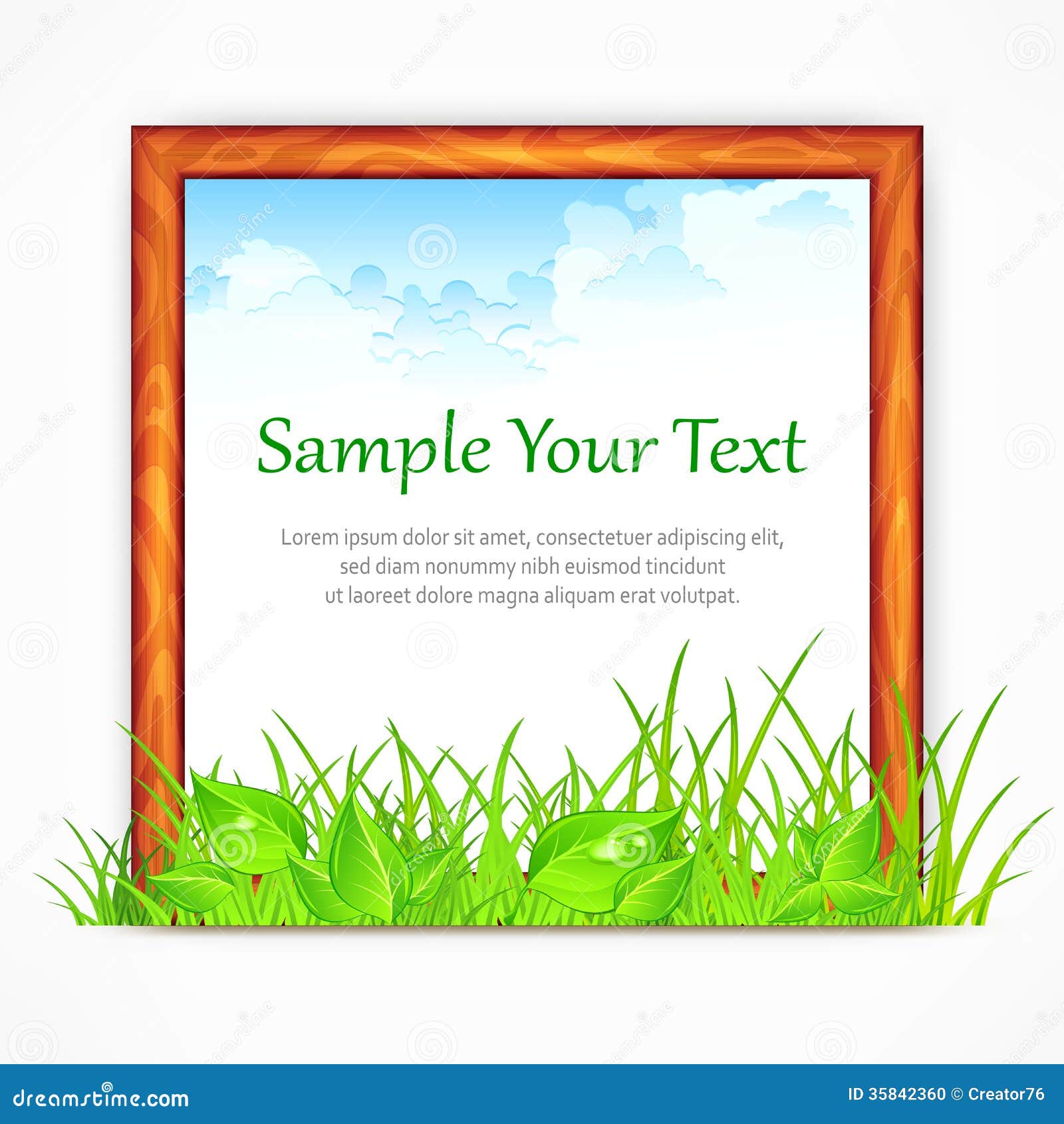 Wooden Frame With Landscape Stock Vector - Illustration of green