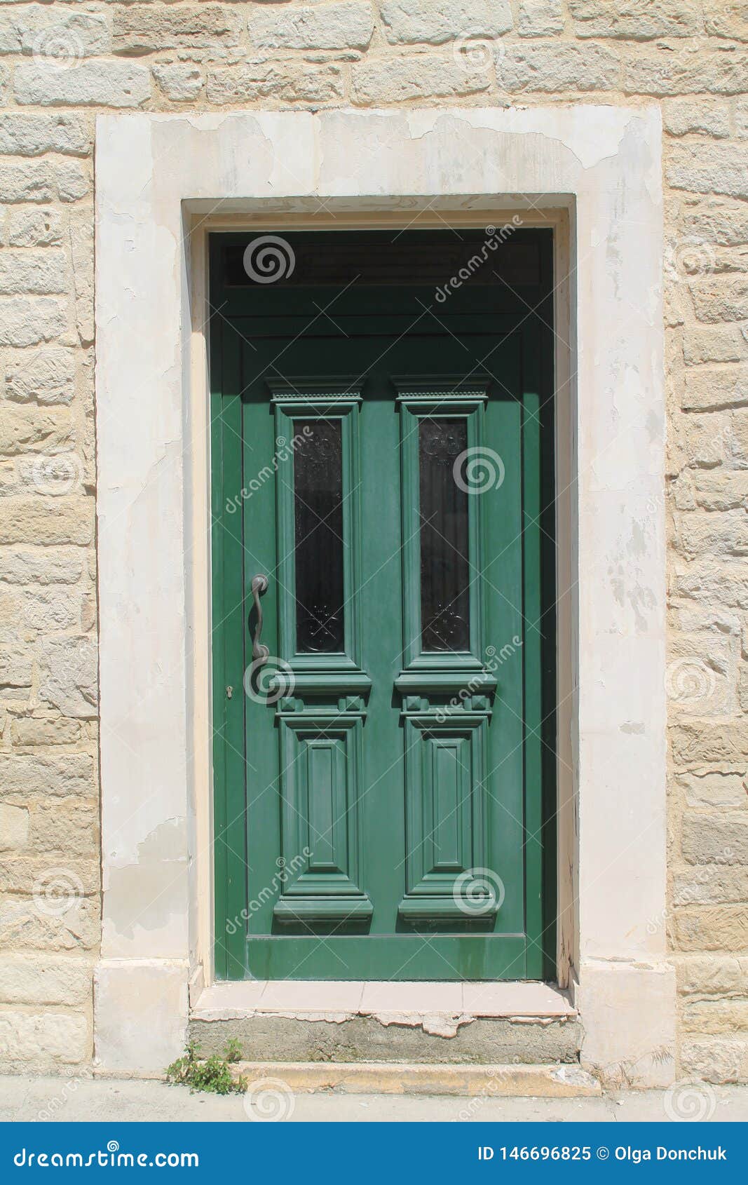 Wooden Front Door With Glass Panels Stock Image Of