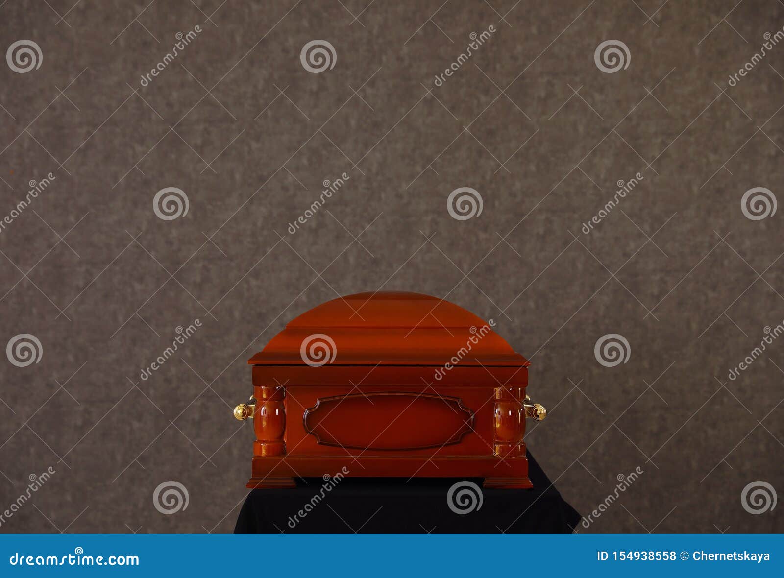 Wooden Funeral Casket on Stand Stock Photo Image of bereavement