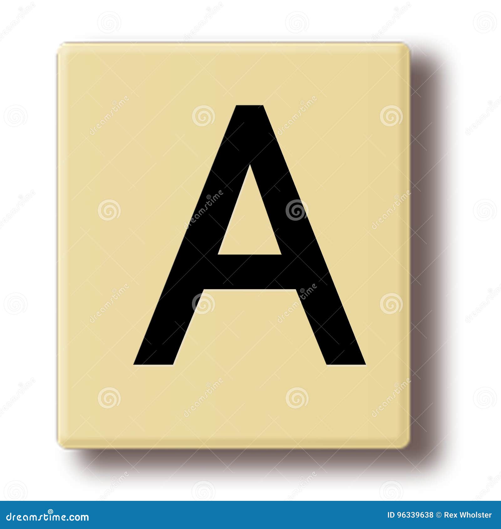 Wooden Game Tile with the Letter a Stock Illustration Illustration of