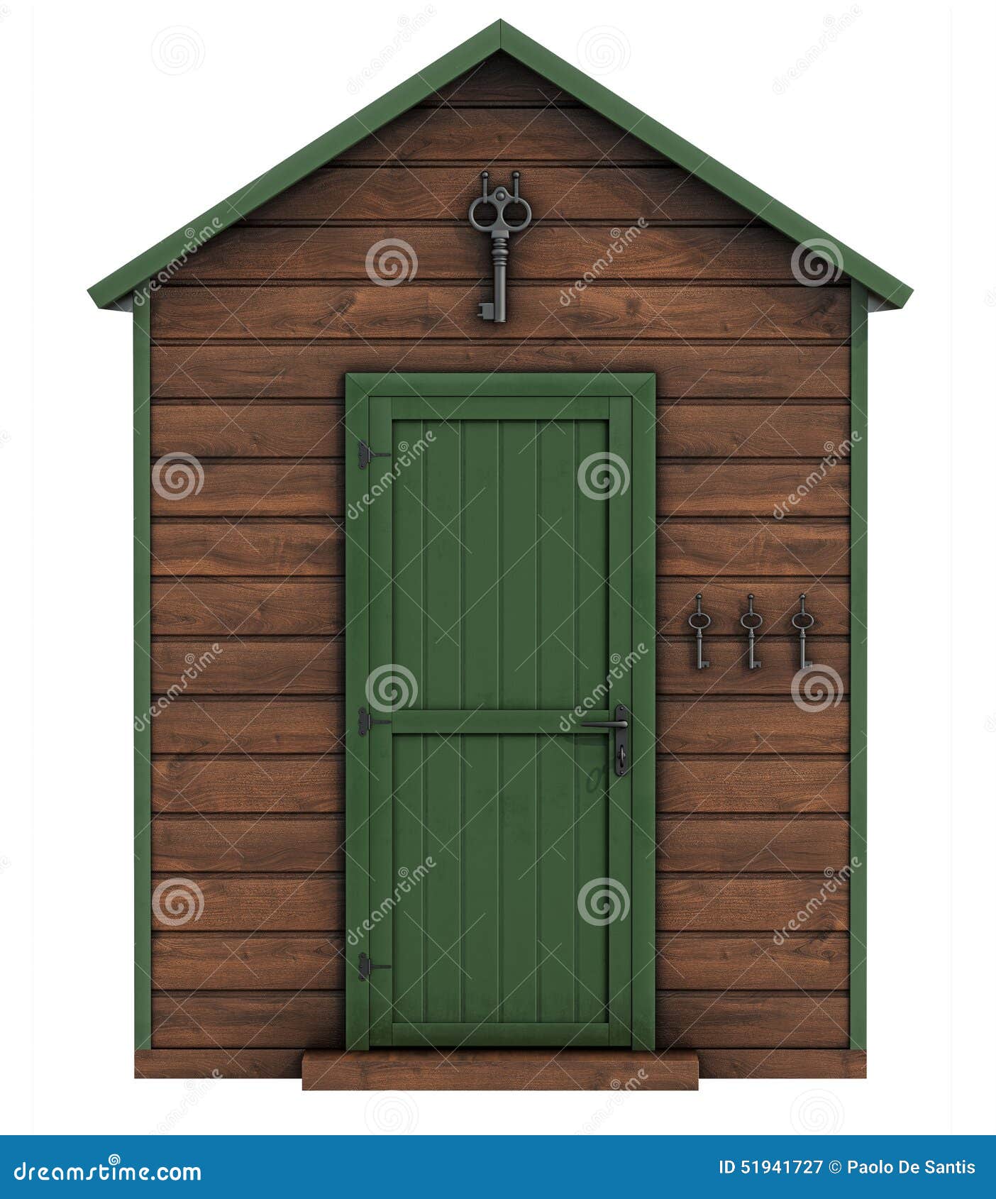 wooden garden shed on white background