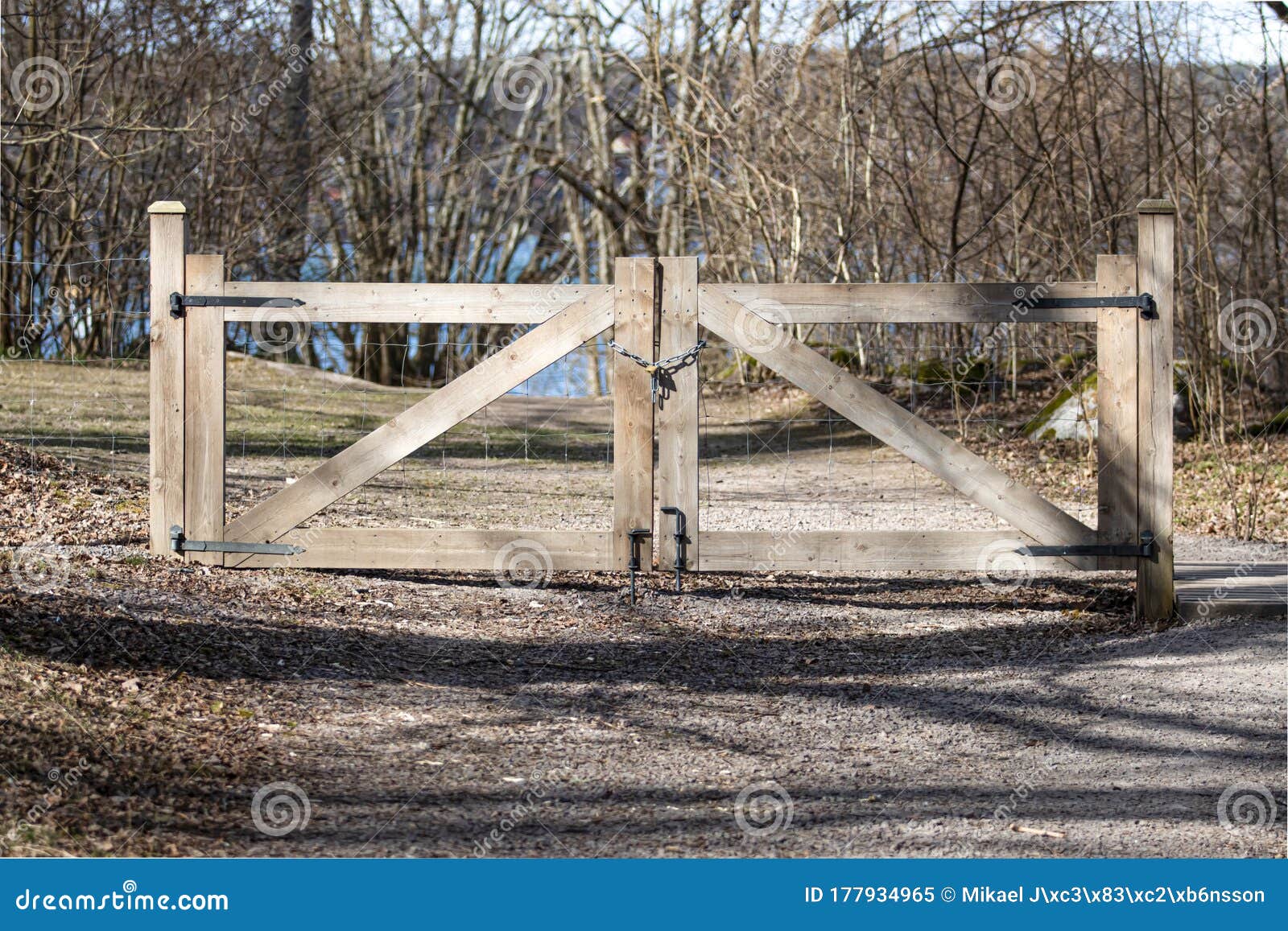 Wooden Gate Closing Off Dirt Road Stock Image Image of entryway