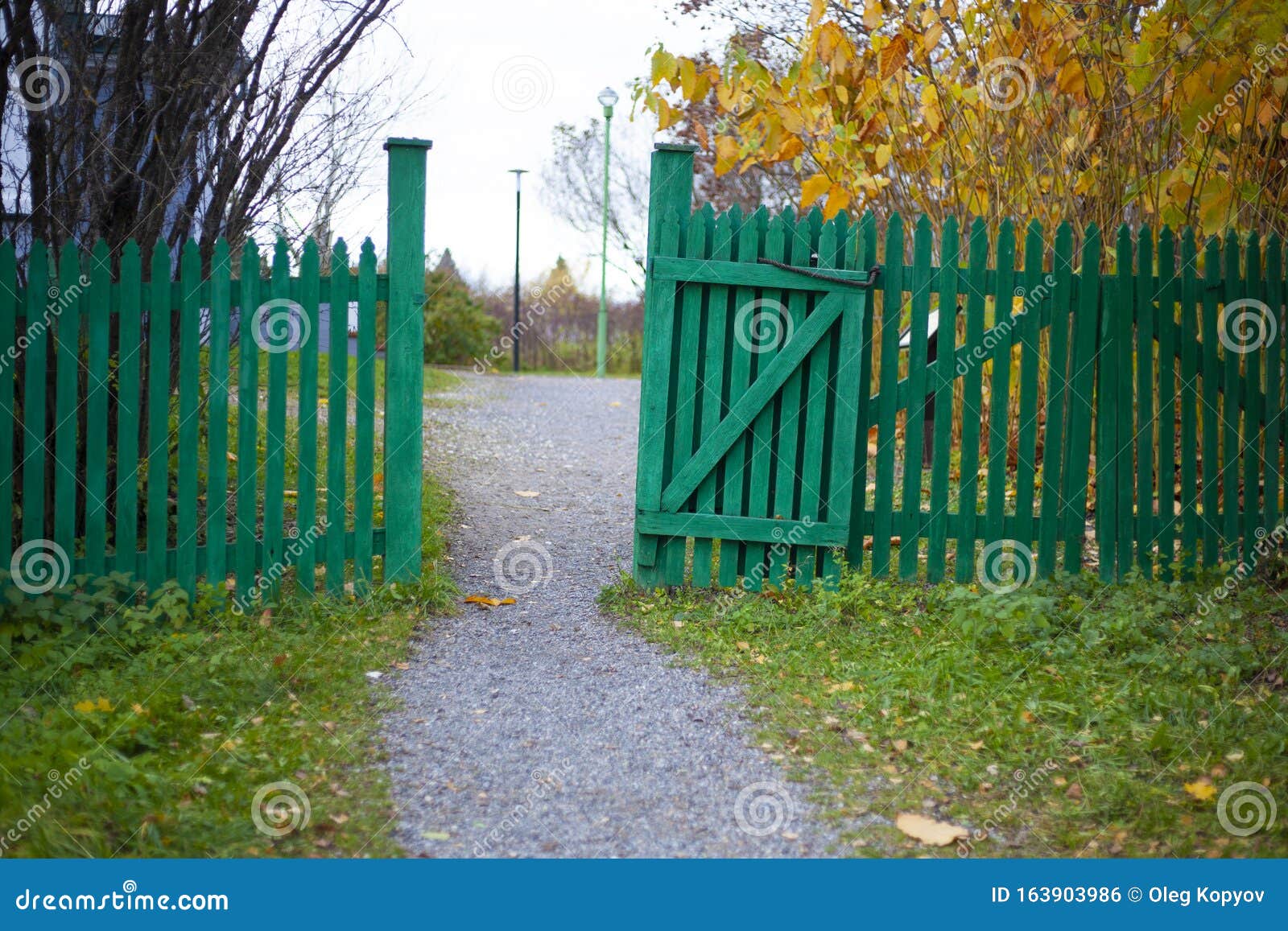 Wooden Gate and Fence. Entrance To the Estate. Stock Photo - Image of