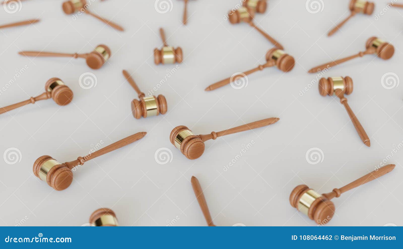 wooden gavels in an even grid on a simple concrete surface