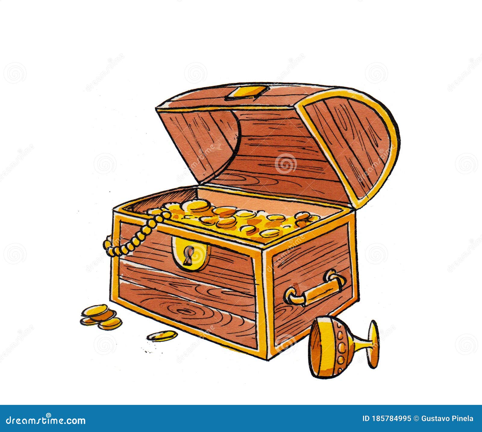 treasure chest, with gold items