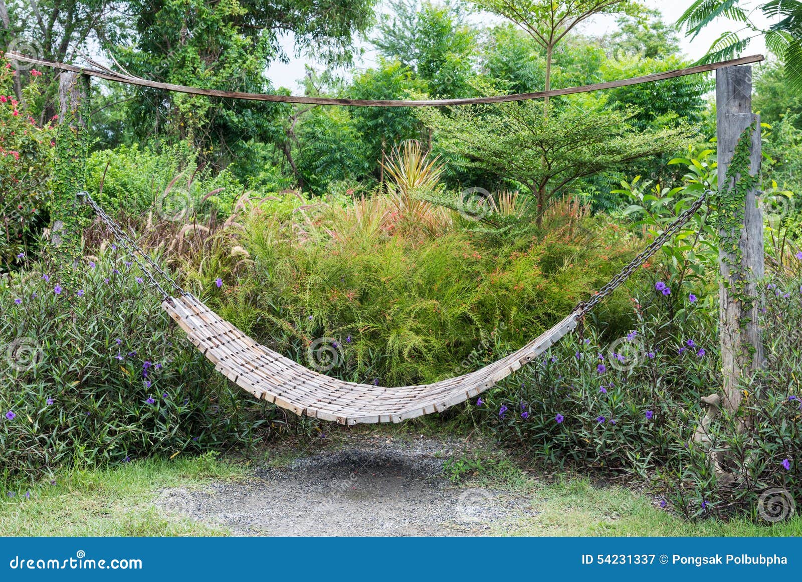 Wooden hammock stock image. Image of season, swing, backyard 54231337
