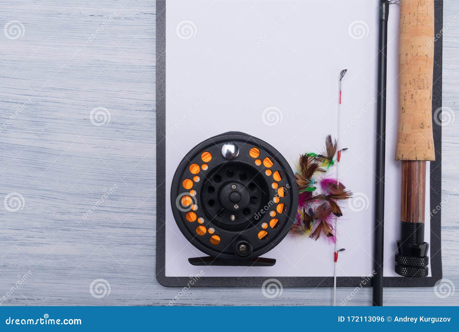 https://thumbs.dreamstime.com/z/wooden-handle-fishing-rod-reel-line-bait-hook-sheet-paper-light-background-place-writing-close-up-172113096.jpg