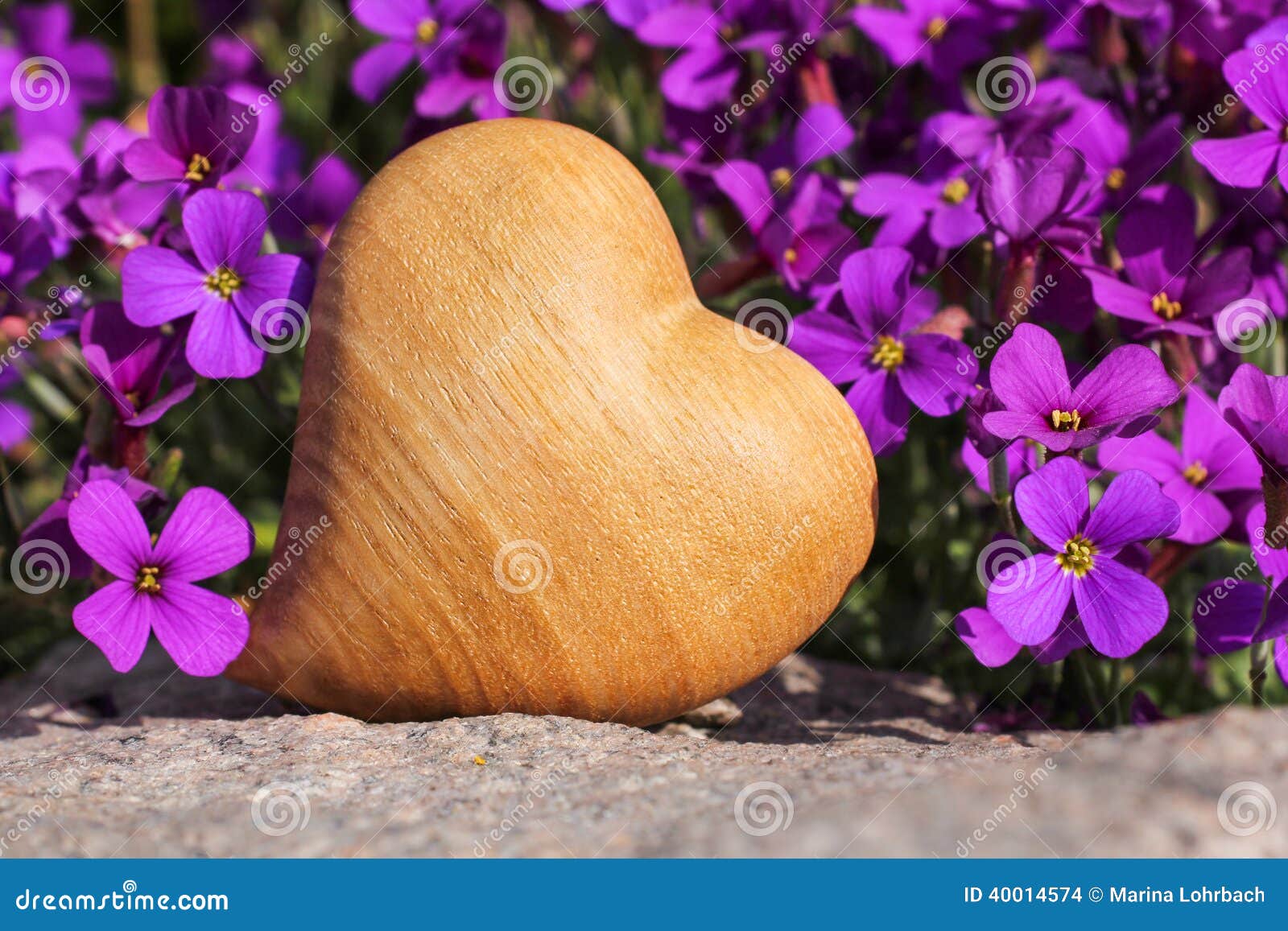 Wooden heart with flowers