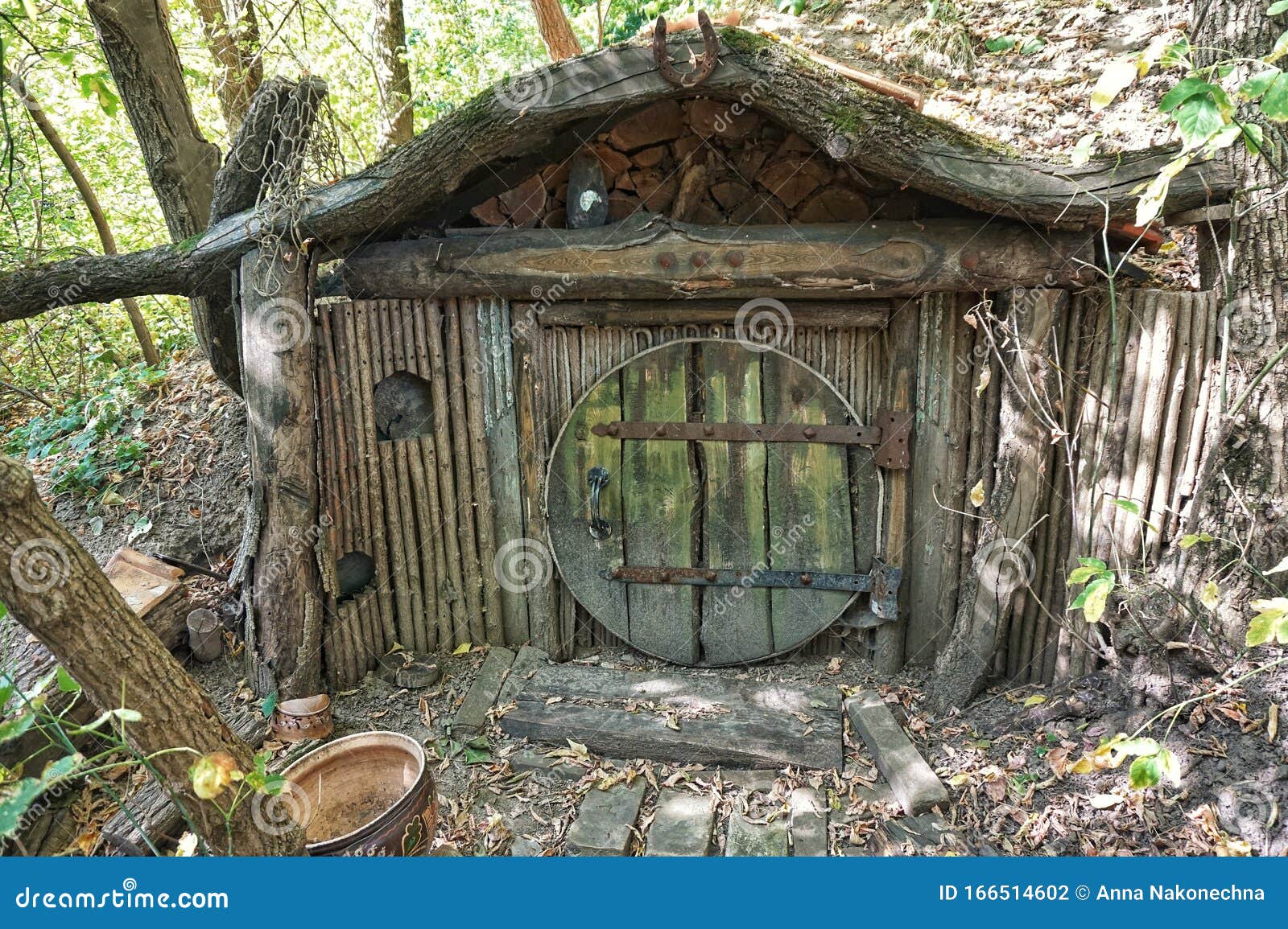 wooden hobbit house made for children games