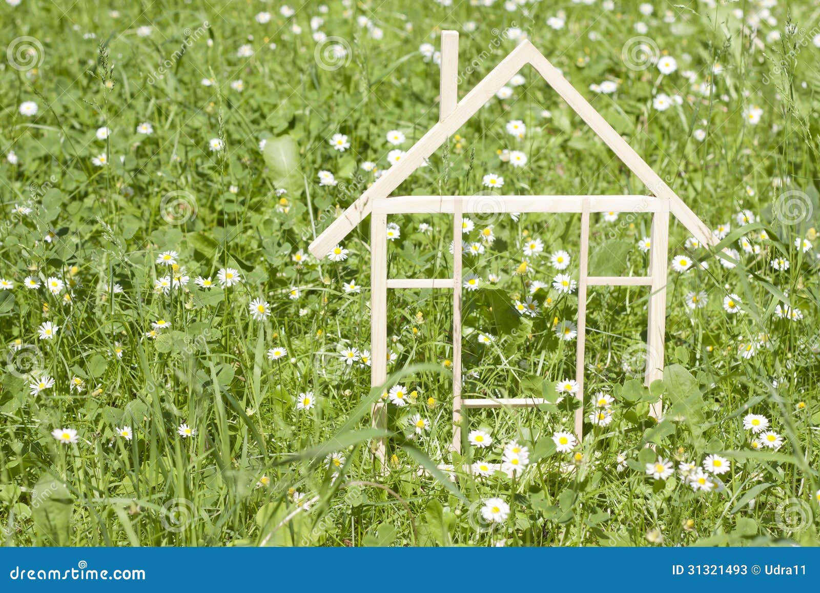 Wooden Home in Spring Green Grass Stock Image Image of innovation