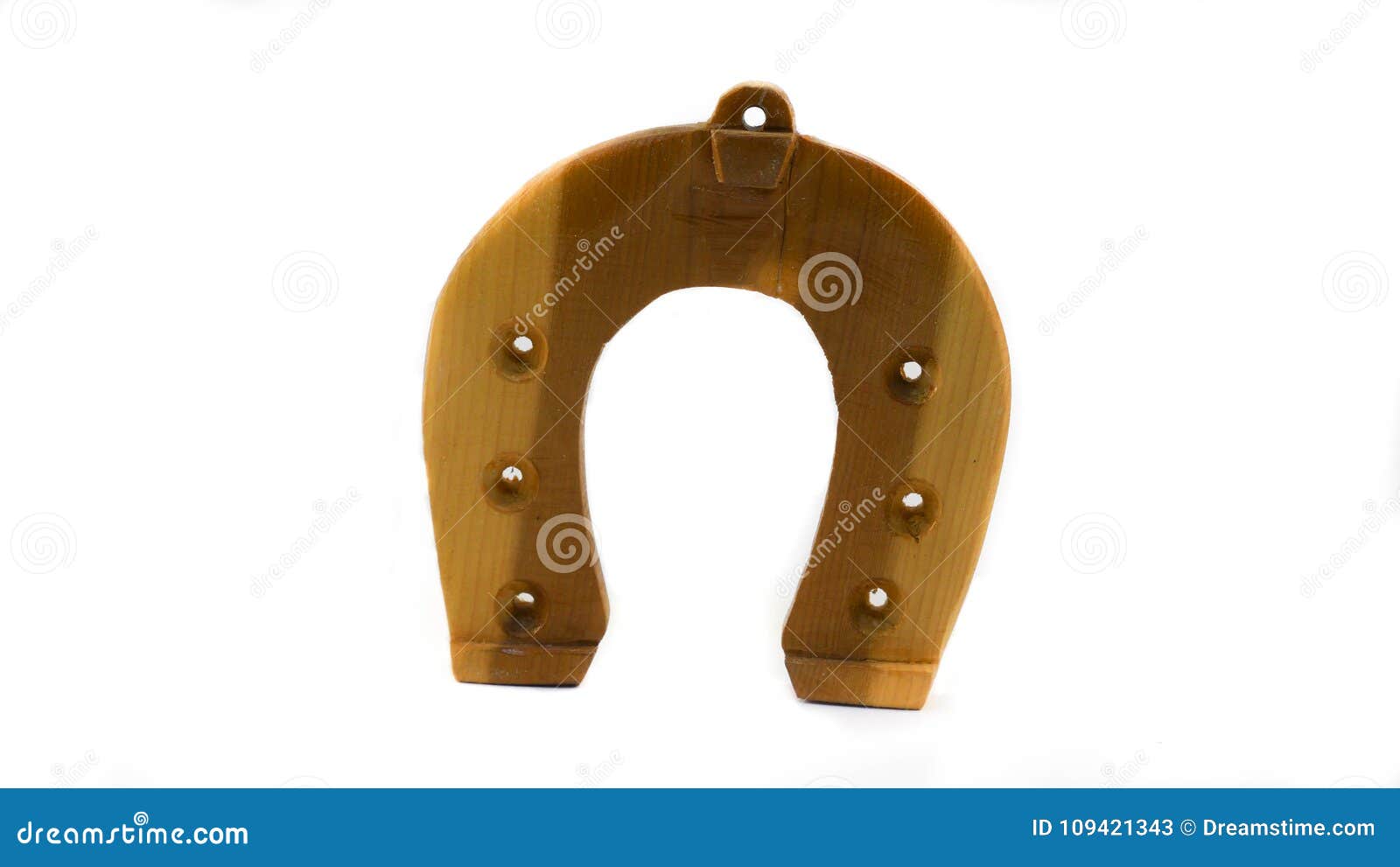 Wooden Horseshoe Isolated on White Background Stock Image Image of